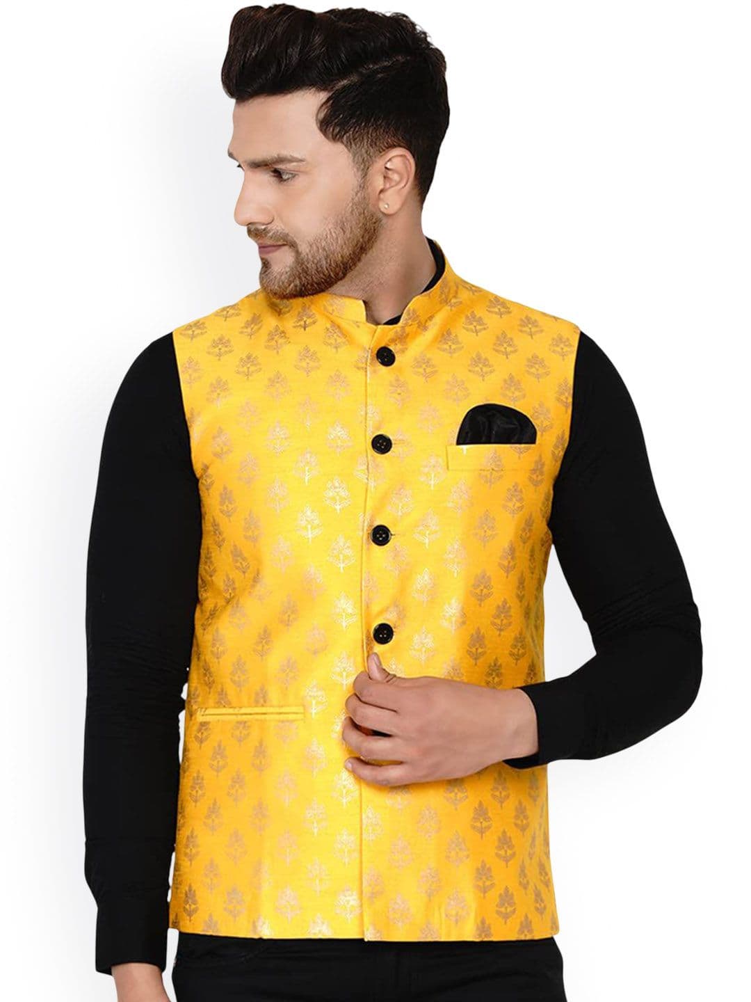VEERA PARIDHAAN Banarasi Printed Mandarin Collar Nehru Jacket - view 1