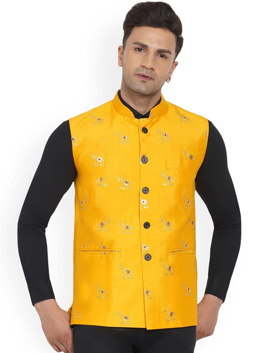VEERA PARIDHAAN Printed Cotton Nehru Jacket - view 1