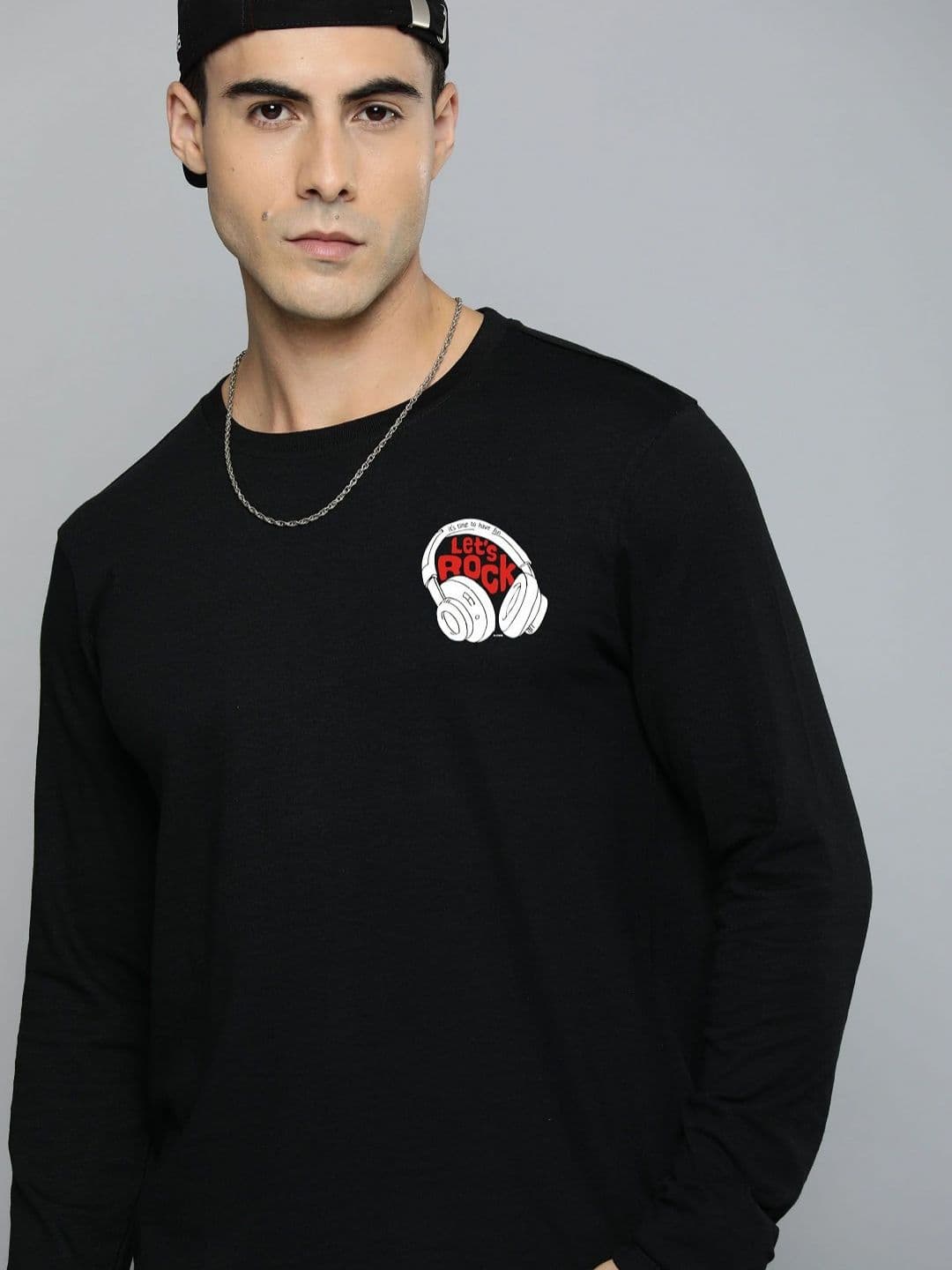 R.Code by The Roadster Life Co. Men Printed Monochrome T-shirt - view 1