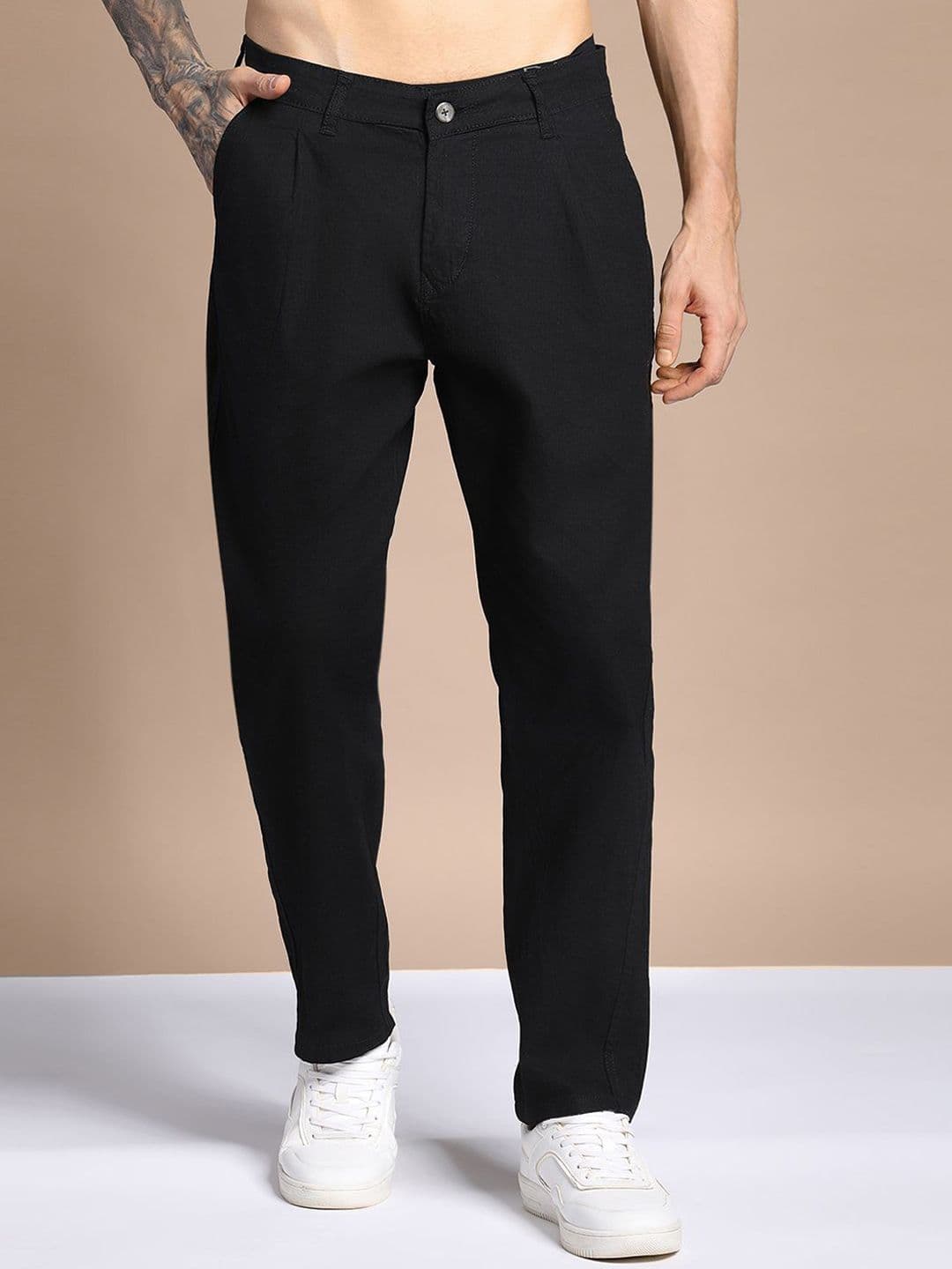 Hence Men Relaxed Fit Linen Pleated Pants - view 1