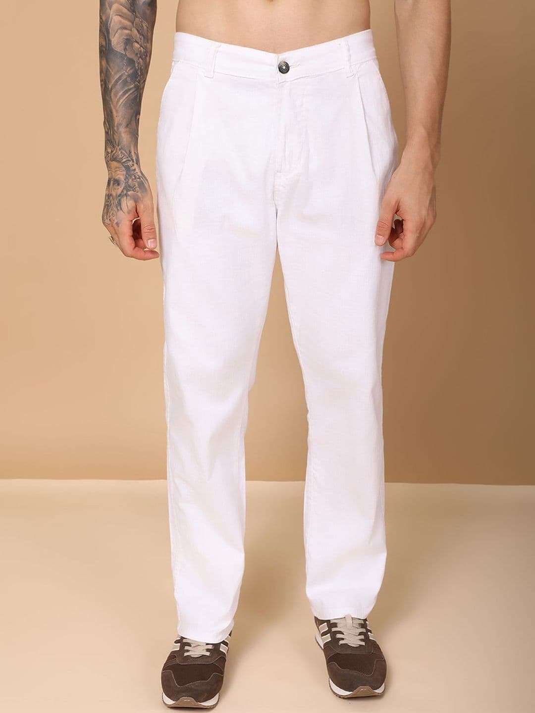 Hence Men Relaxed Fit Linen Pleated Pants - view 1