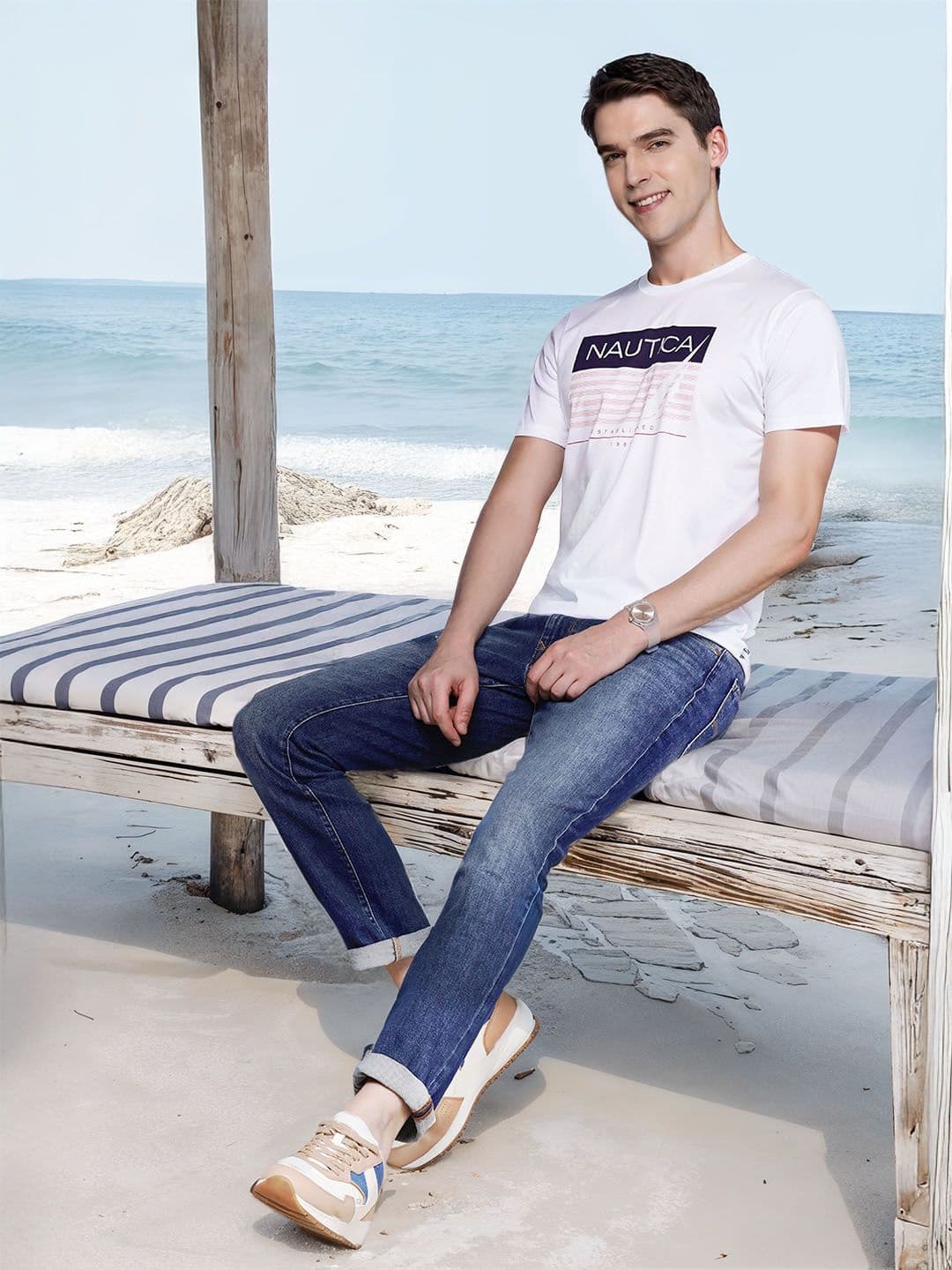 Nautica Printed Pure Cotton T-shirt - view 1