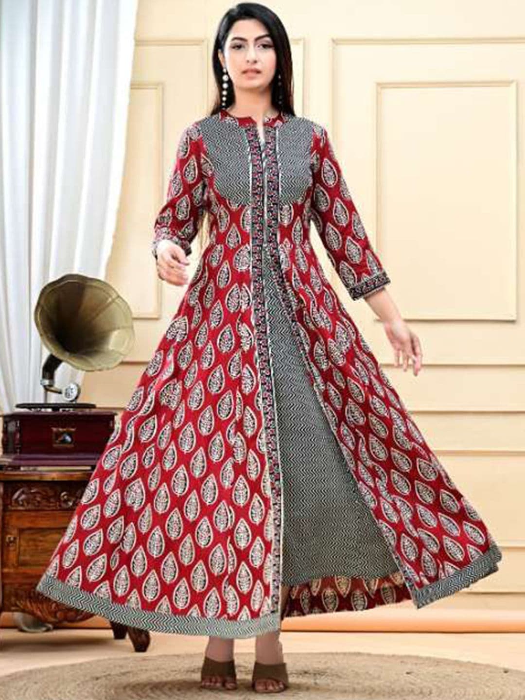 DSS FASHION Women Floral Printed Anarkali Kurta - view 1
