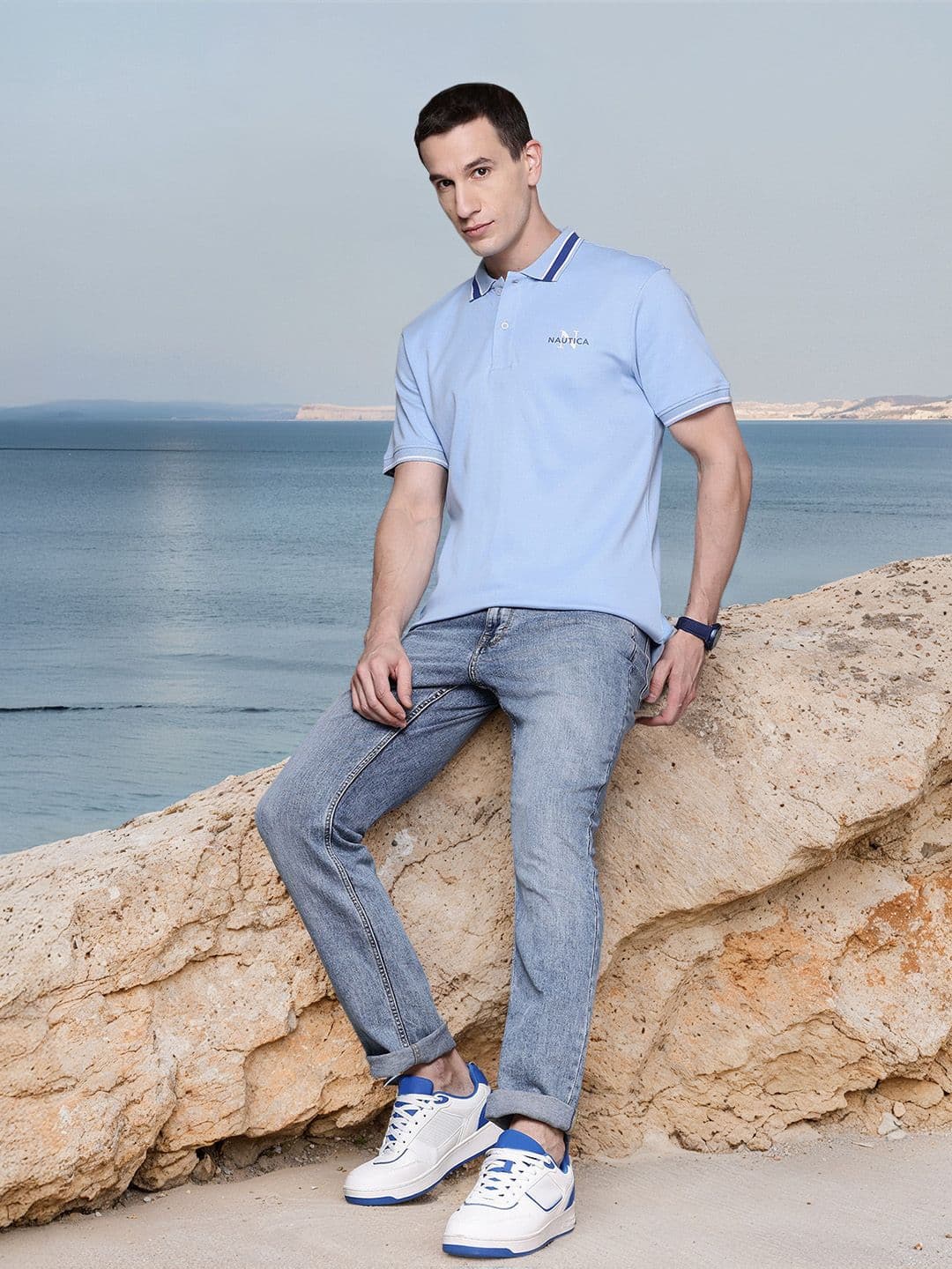 Nautica Pure Cotton Polo Collar T-shirt - view 1