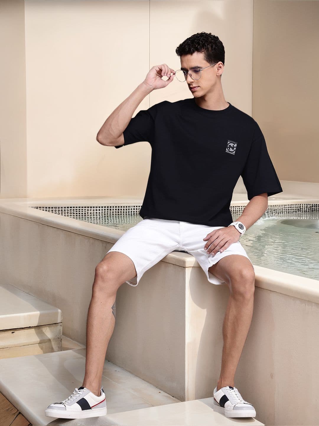Nautica Men Brand Logo Printed Drop-Shoulder Sleeves Pure Cotton Relaxed Fit T-shirt - view 1