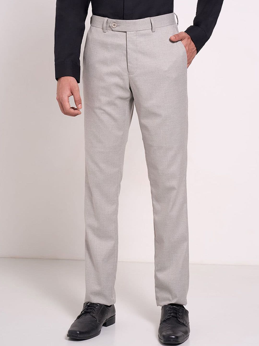 Peregrine by Pantaloons Men Textured Slim Fit Trousers - view 1