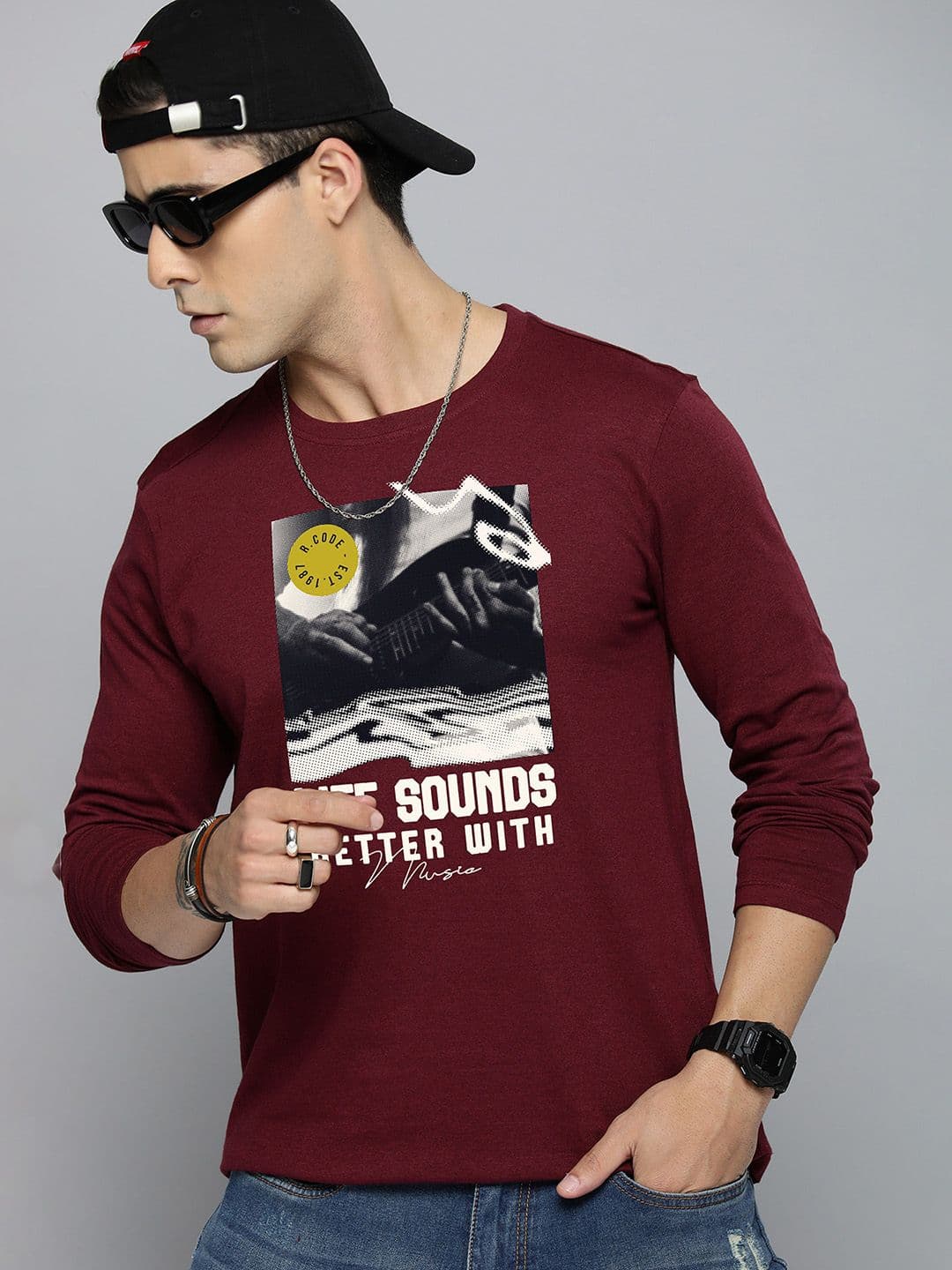 R.Code by The Roadster Life Co. Men Printed T-shirt - view 1