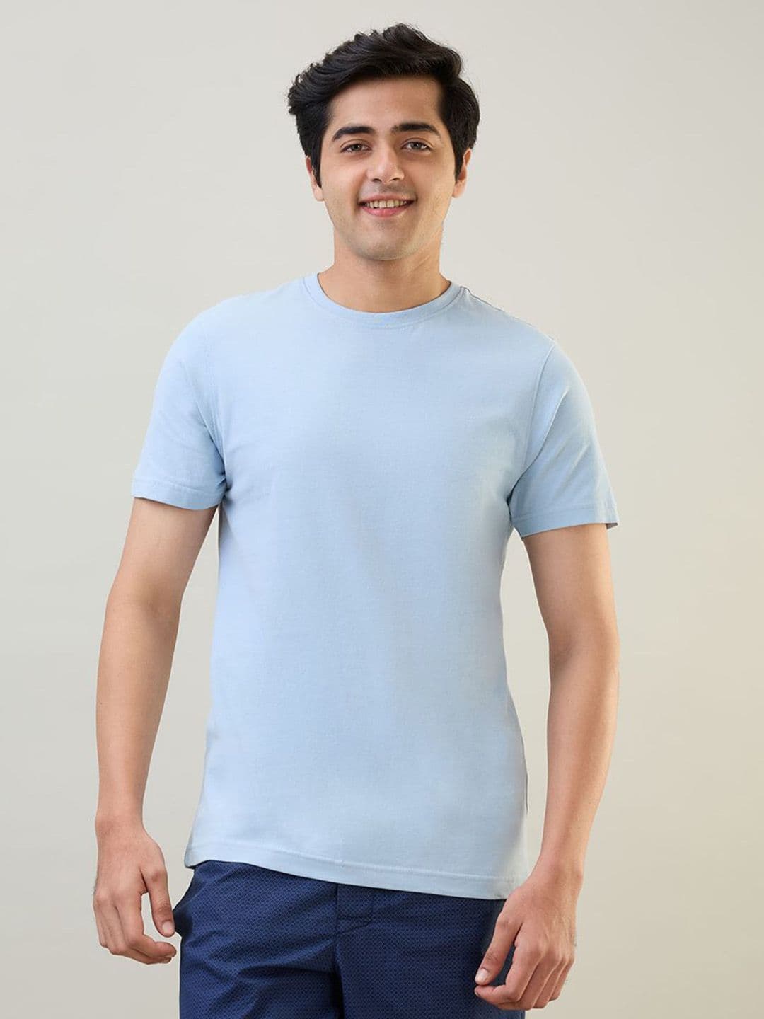 SleepZ by Raymond Men Solid Round Neck Cotton Regular Fit T-shirt - view 1