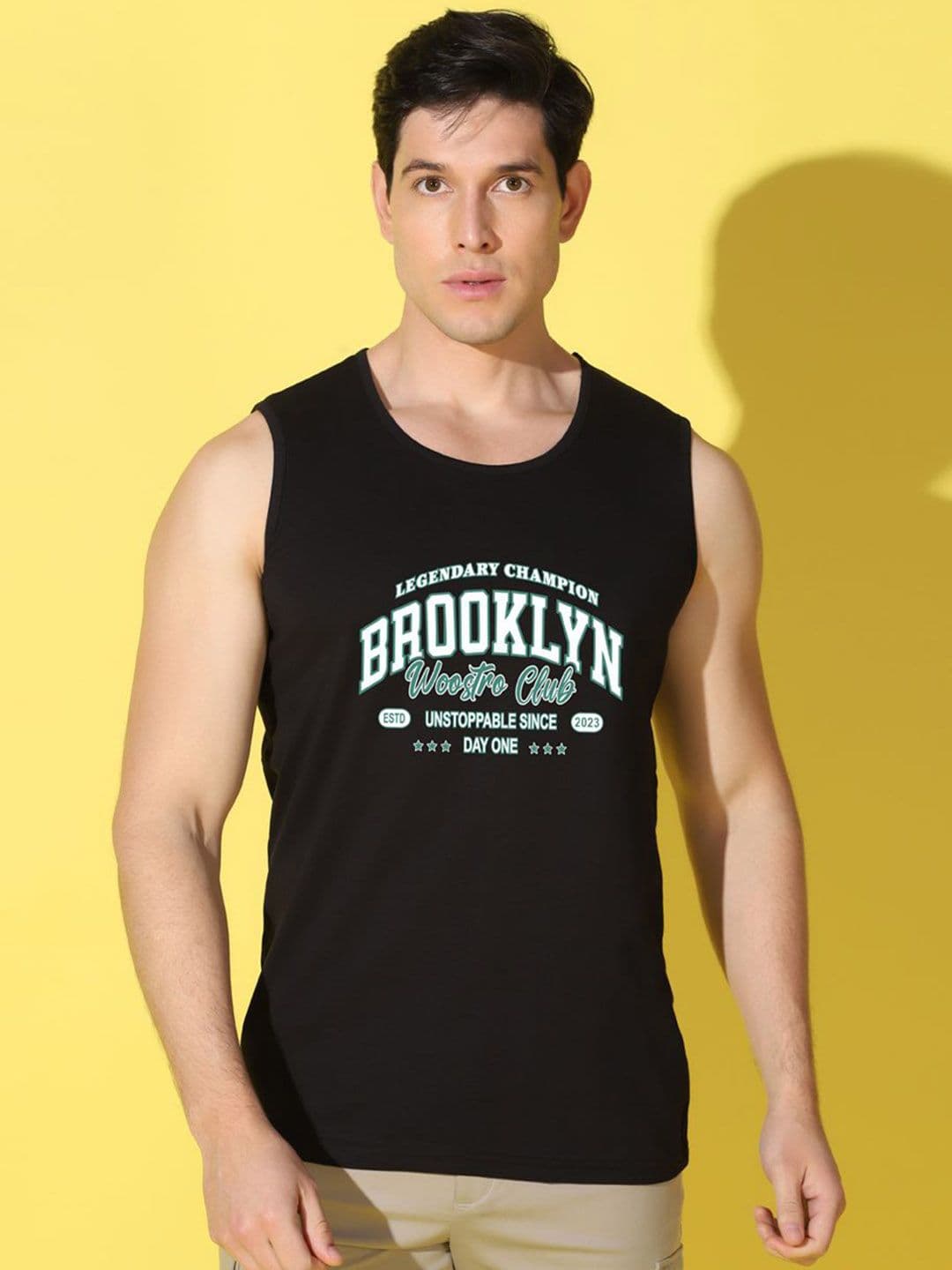 WOOSTRO Printed Gym Innerwear Vest VWS26 BKLN BLACK - view 1