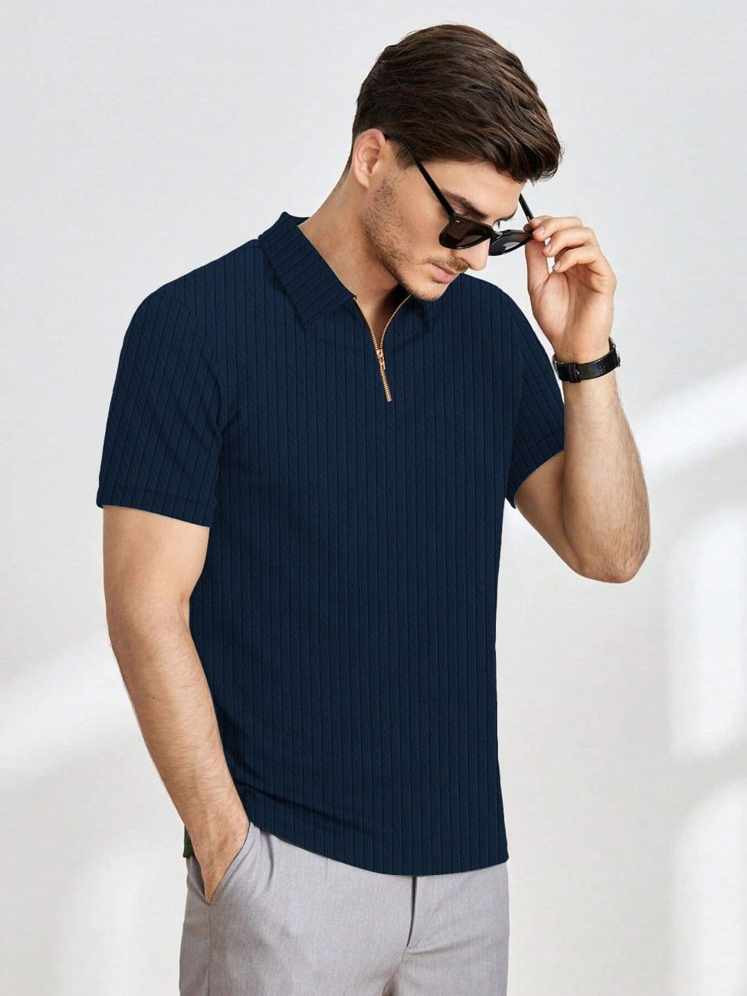 KAJARU Men Polo Collar Pockets T-shirt - view 1