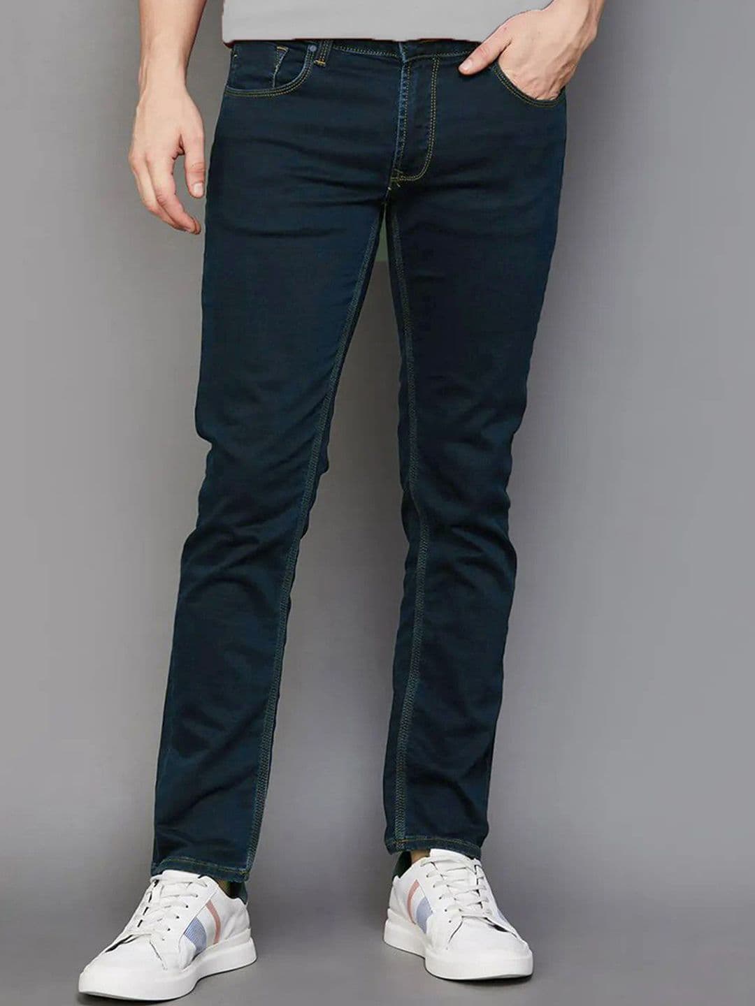 fineblu Men Slim Fit Low Distress Stretchable Jeans - view 1