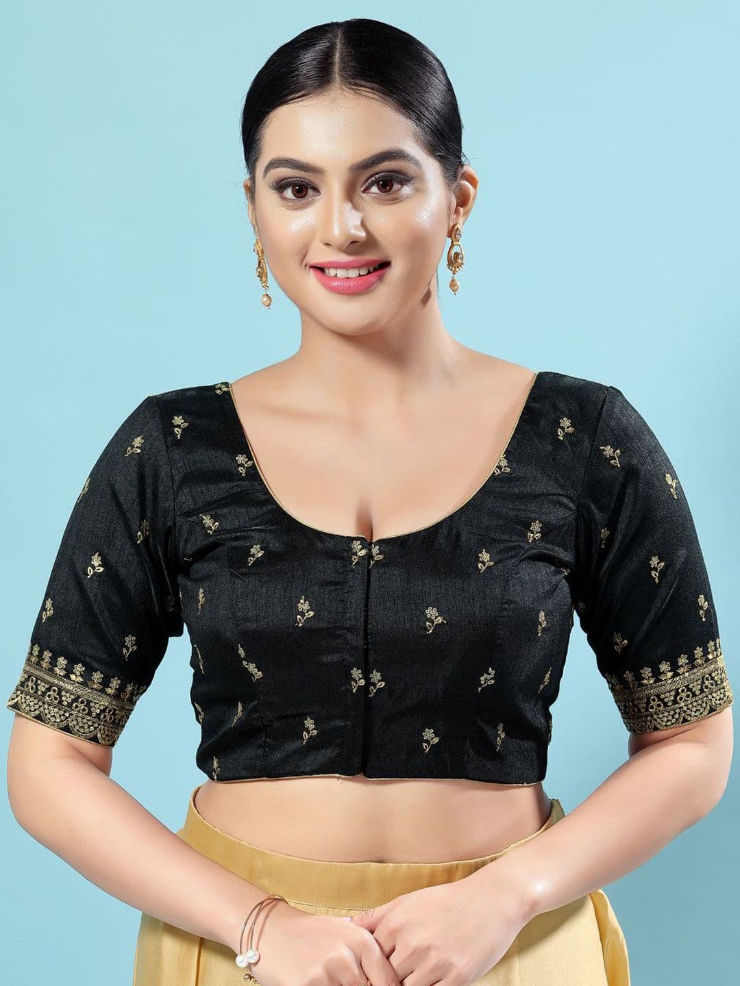 VAMAS - THE DESIGNER BLOUSES Round Neck Readymade Saree Blouse - view 1