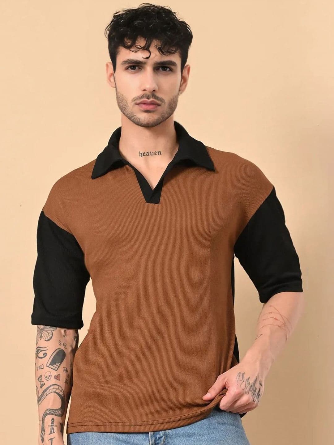 CLAFOUTIS Men Colourblocked Polo Collar T-shirt - view 1