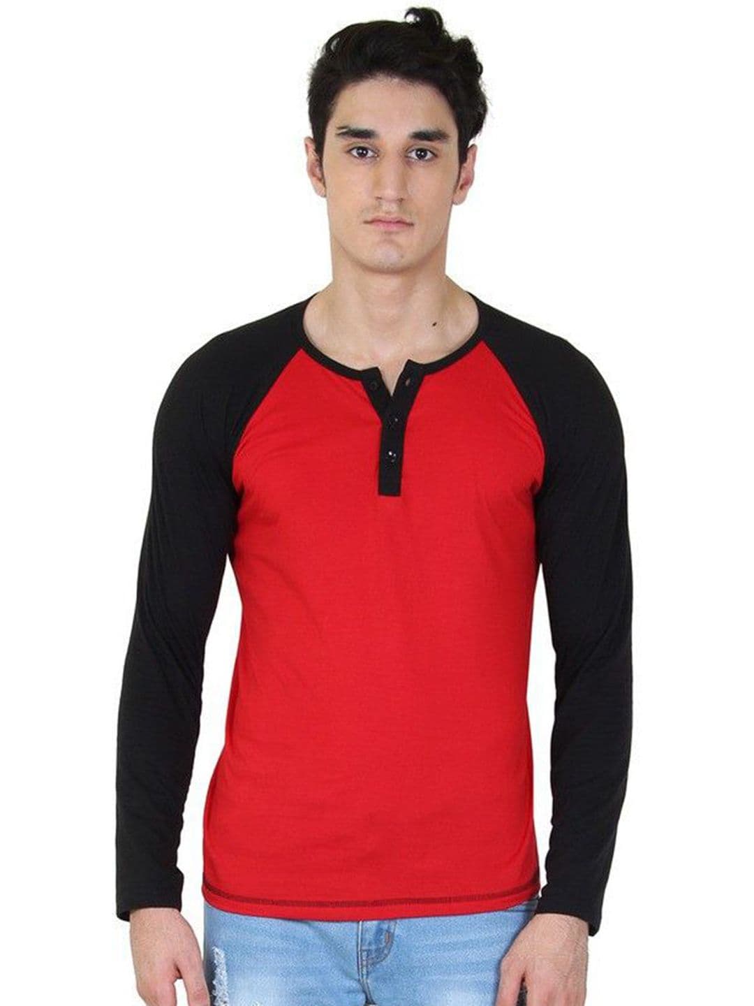 BI FASHION Men Colourblocked Henley Neck Applique T-shirt - view 1