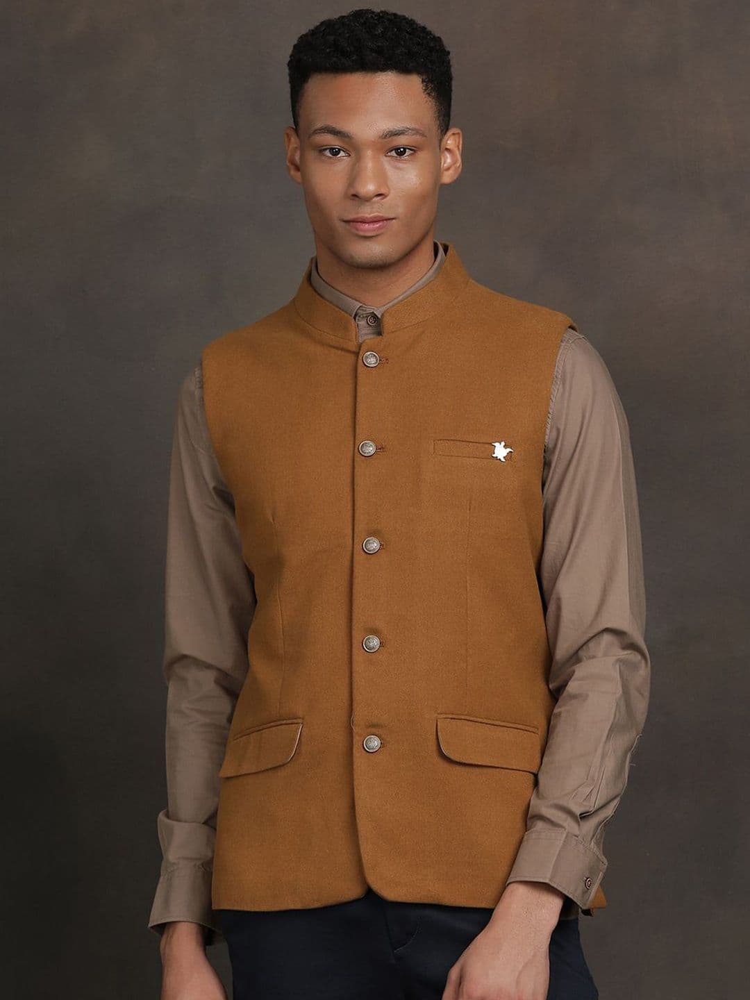 Turtle Sleeveless Nehru Jacket - view 1