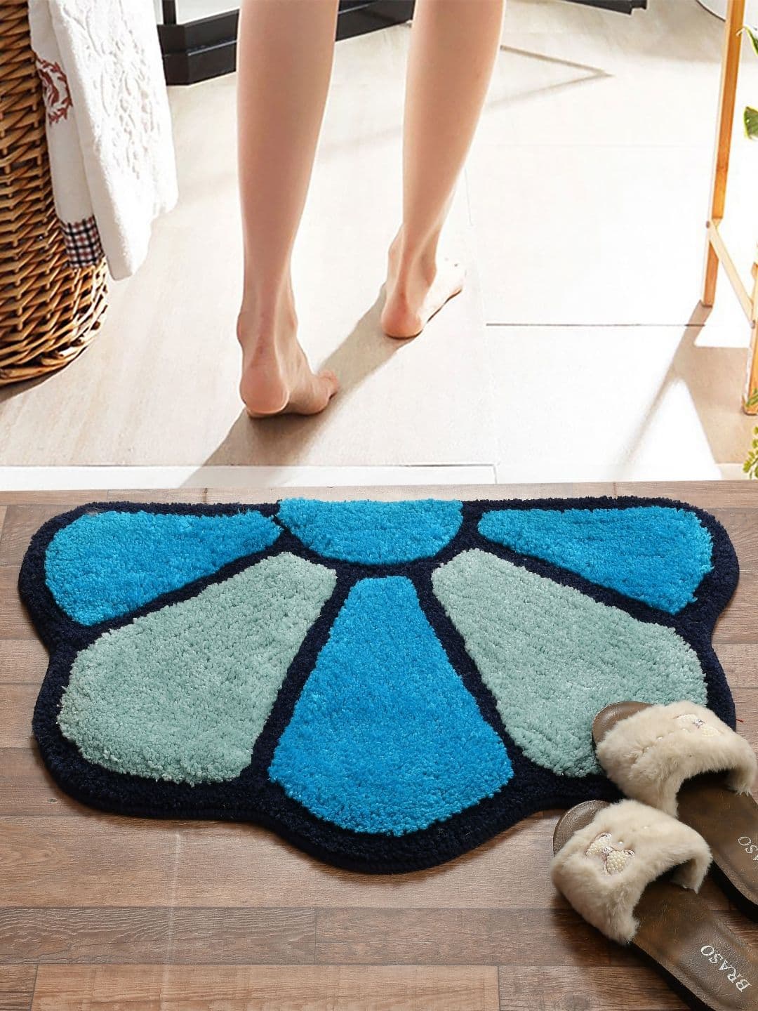 FINE TEX WORLD Blue & Grey Super Soft Anti Skid Doormats - view 1