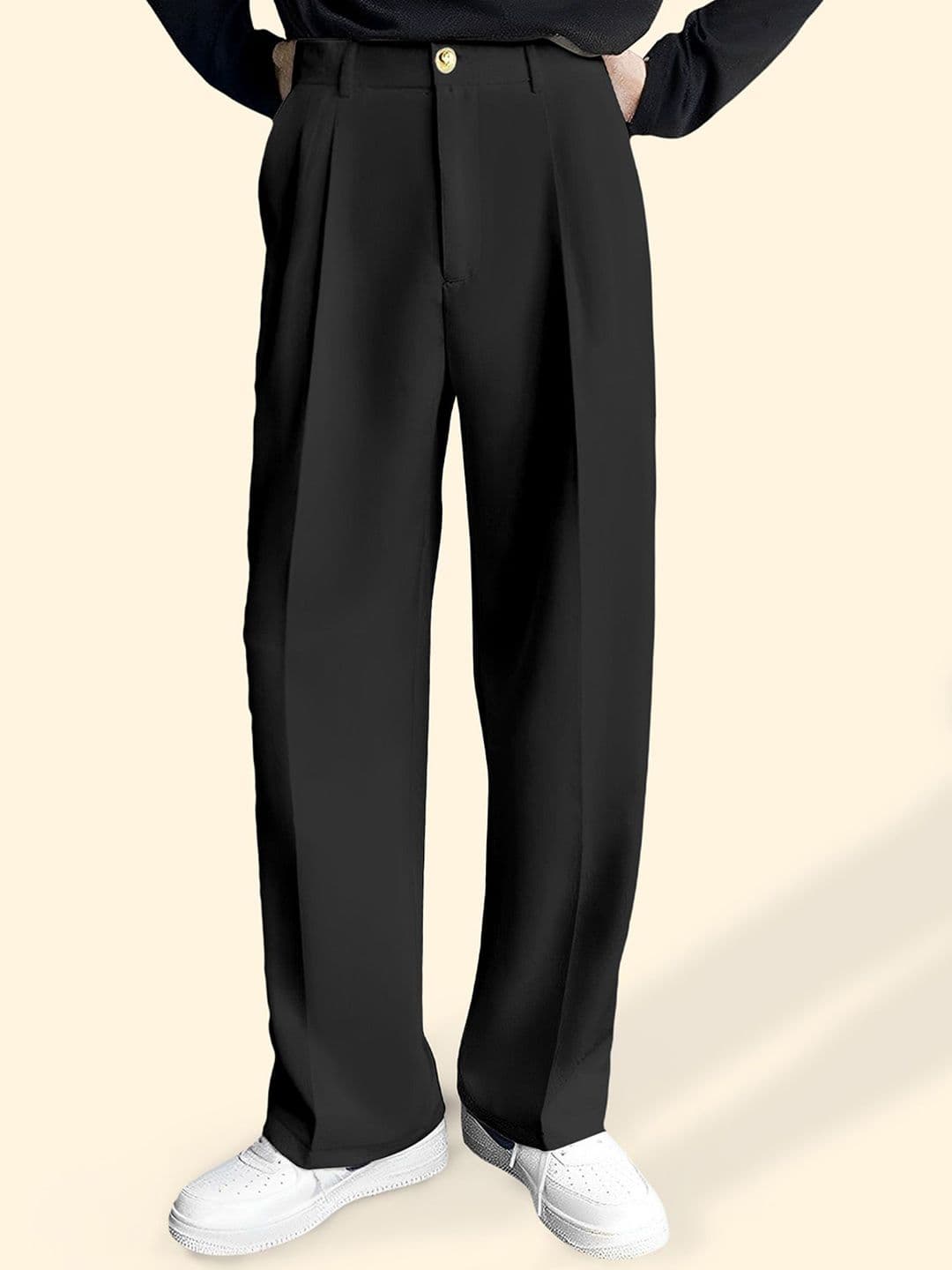 TRIBE Men Solid Relaxed Loose Fit Pleated Trousers - view 1
