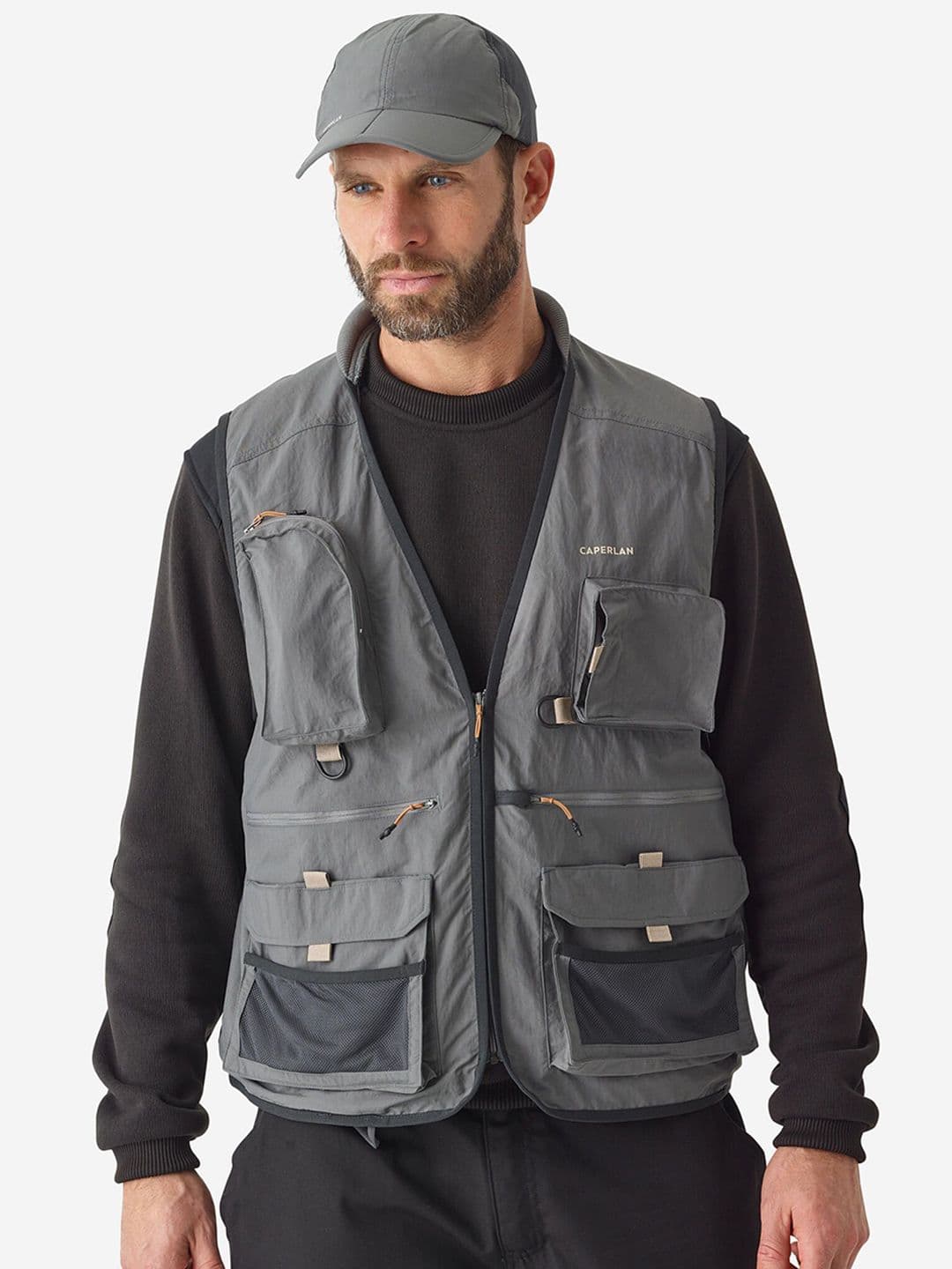Decathlon Caperlan - Men Grey FV 500 Breathable Fishing Gilet - view 1
