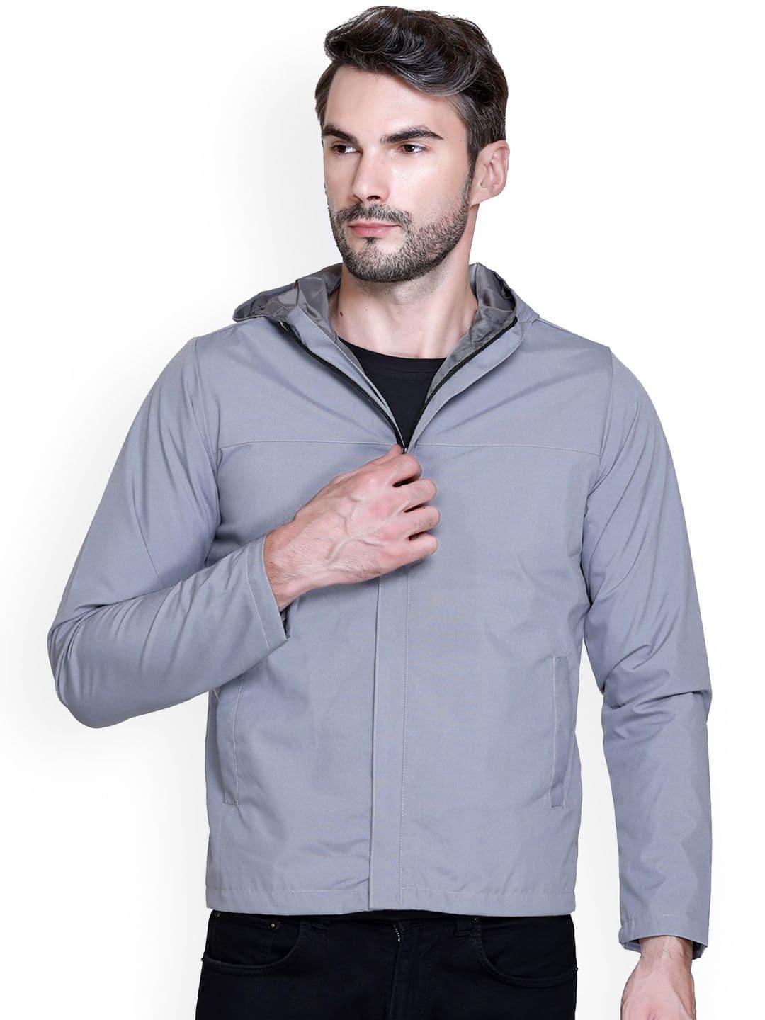 SANHOK Men Hooded Solid Lightweight Sporty Jacket - view 1