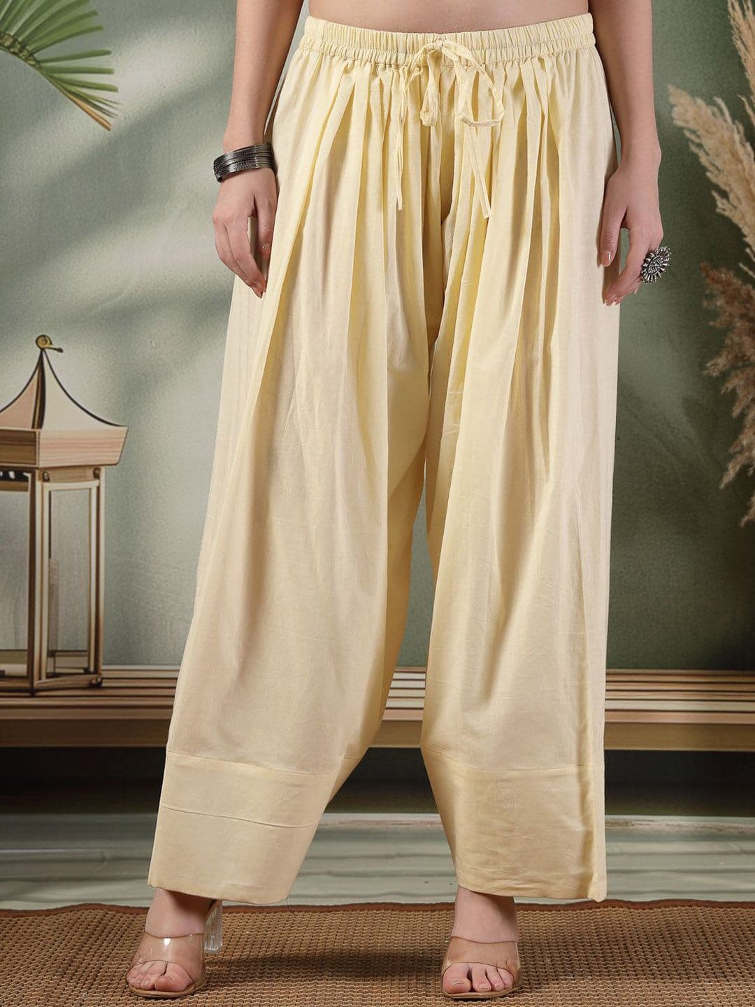Clora Creation Women Solid Loose Fit Cotton Farshi Salwar - view 1