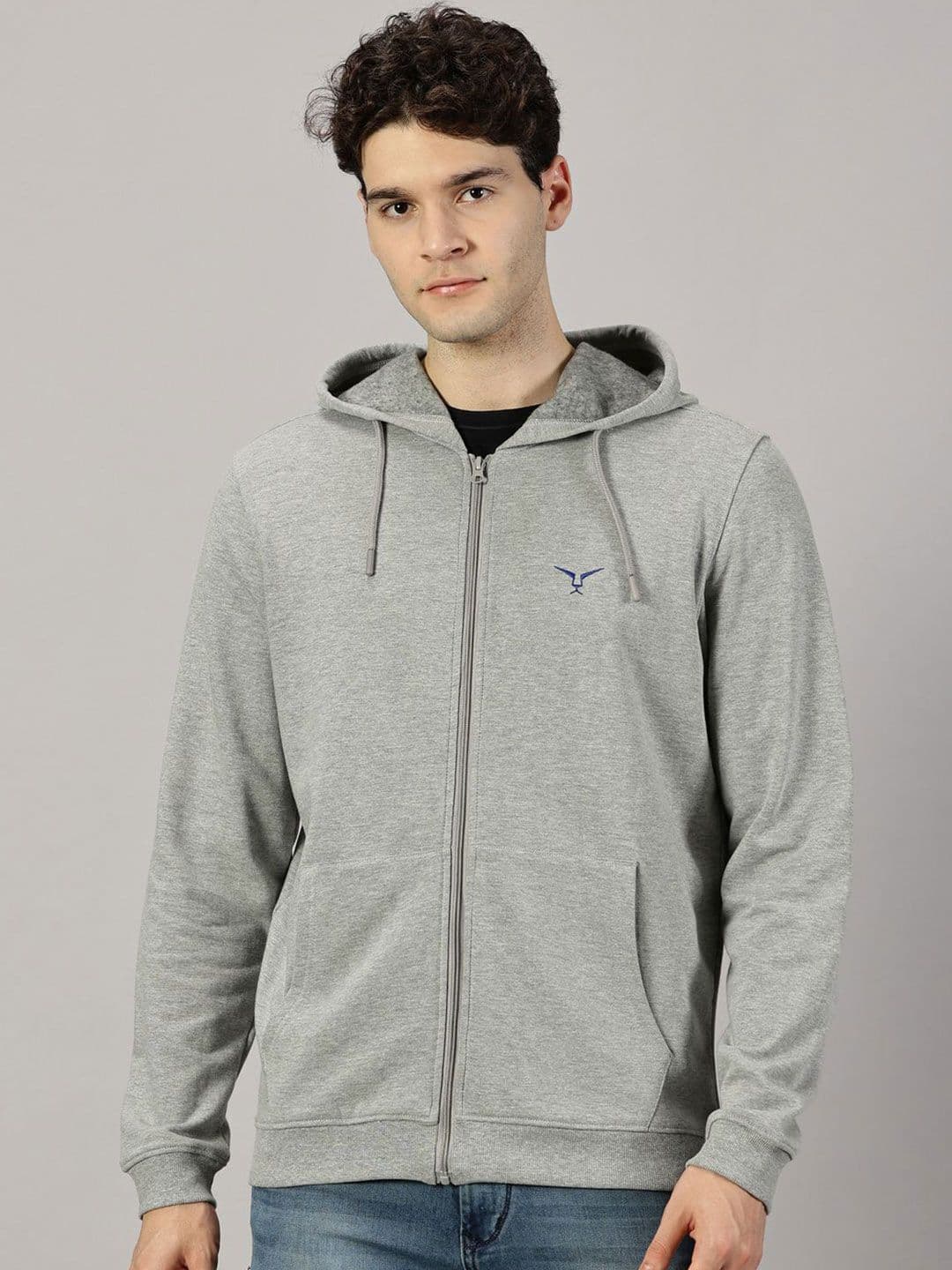 LEON Men Solid Zipper Hooded Sweatshirt - view 1