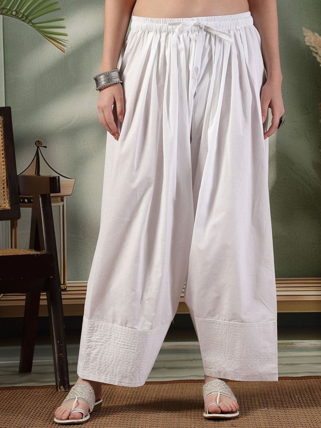 Clora Creation Women Solid Loose Fit Cotton Farshi Salwar - view 1