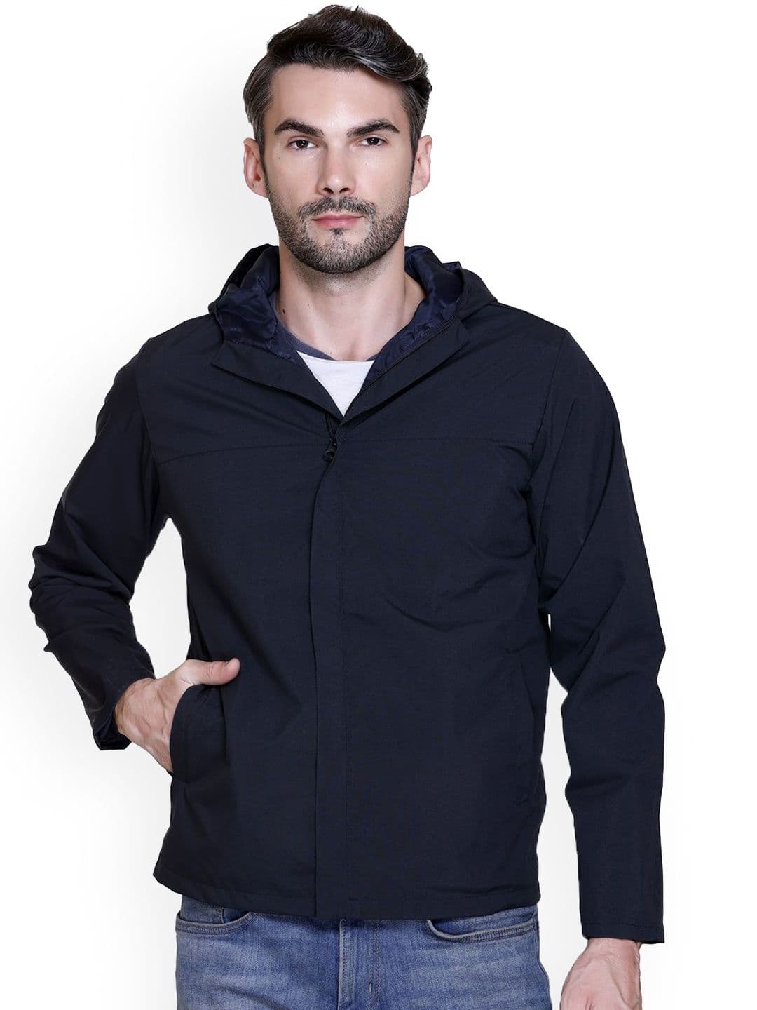 SANHOK Men Premium Solid Lightweight Hooded Sporty Jacket - view 1