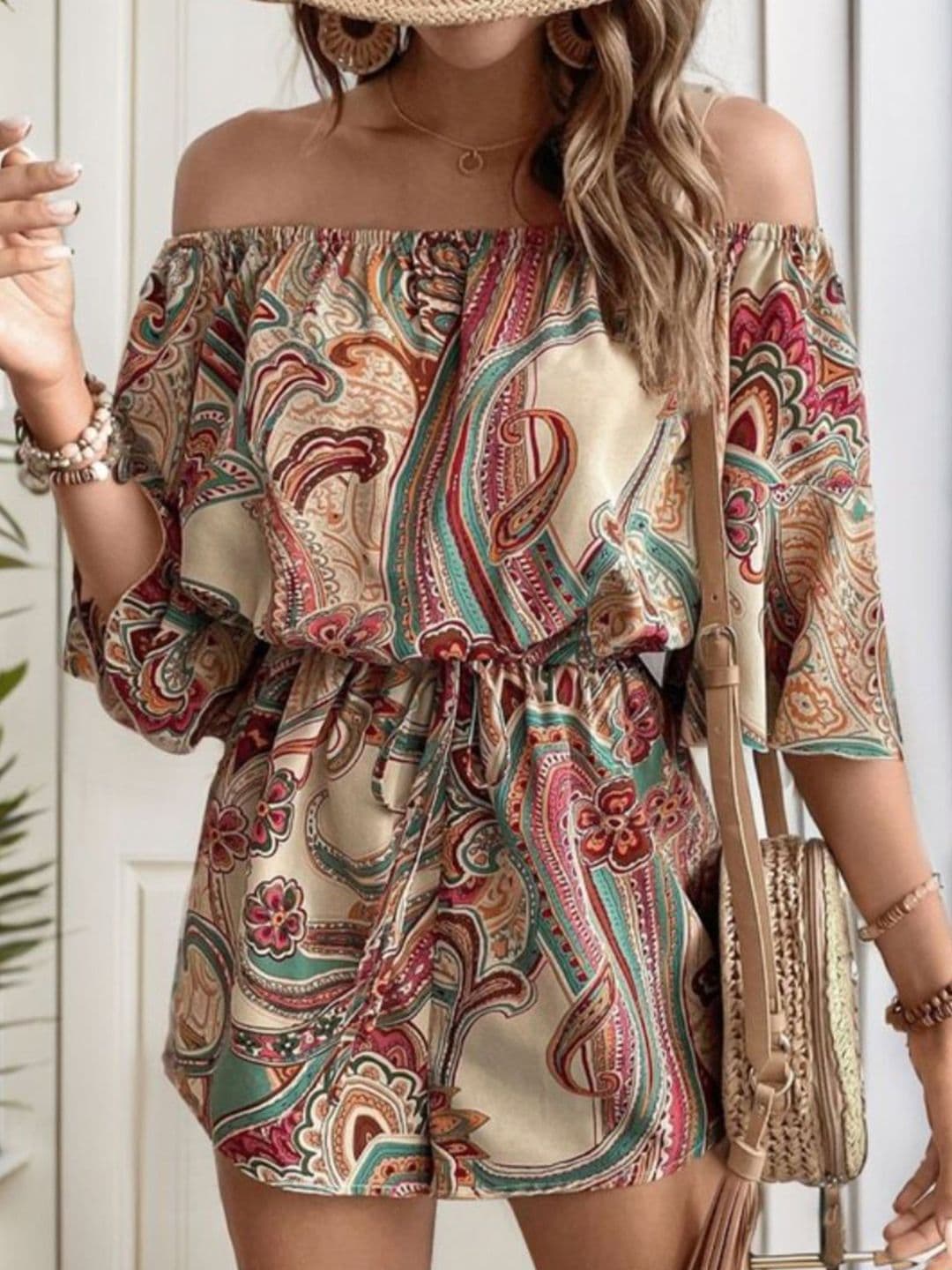 StyleCast Women Ethnic Off-Shoulder Printed Jumpsuit - view 1