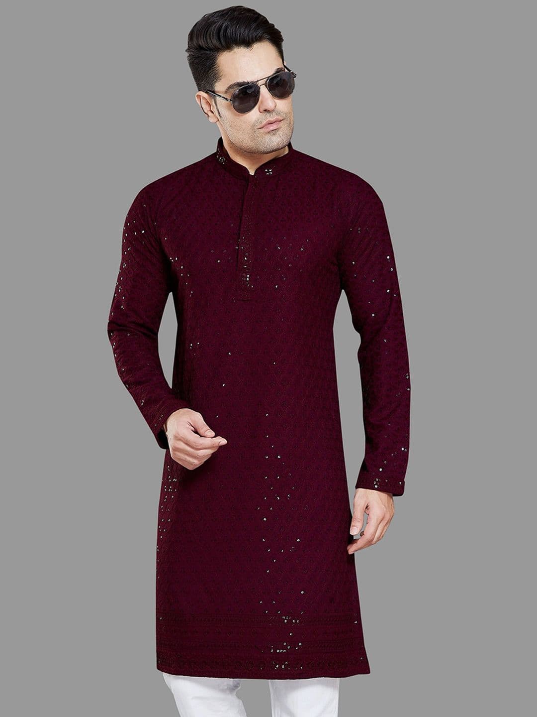 PulseIQ Men Embroidered Chikankari Kurta - view 1