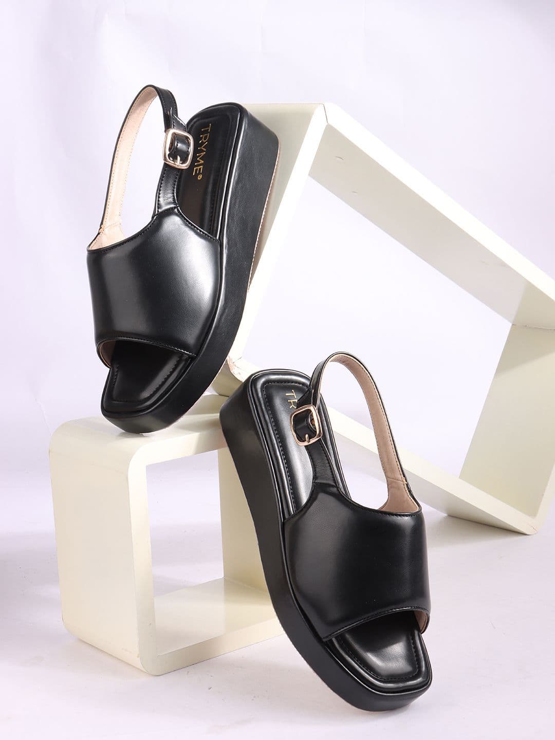 Try Me Women Solid Regular Platform Sandals with Buckles - view 1