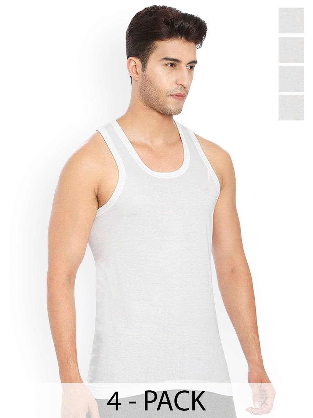 CAVENDERS Pack Of 4 Pure Cotton Gym Vests - soft White Premium quality Dno-v91st - view 1