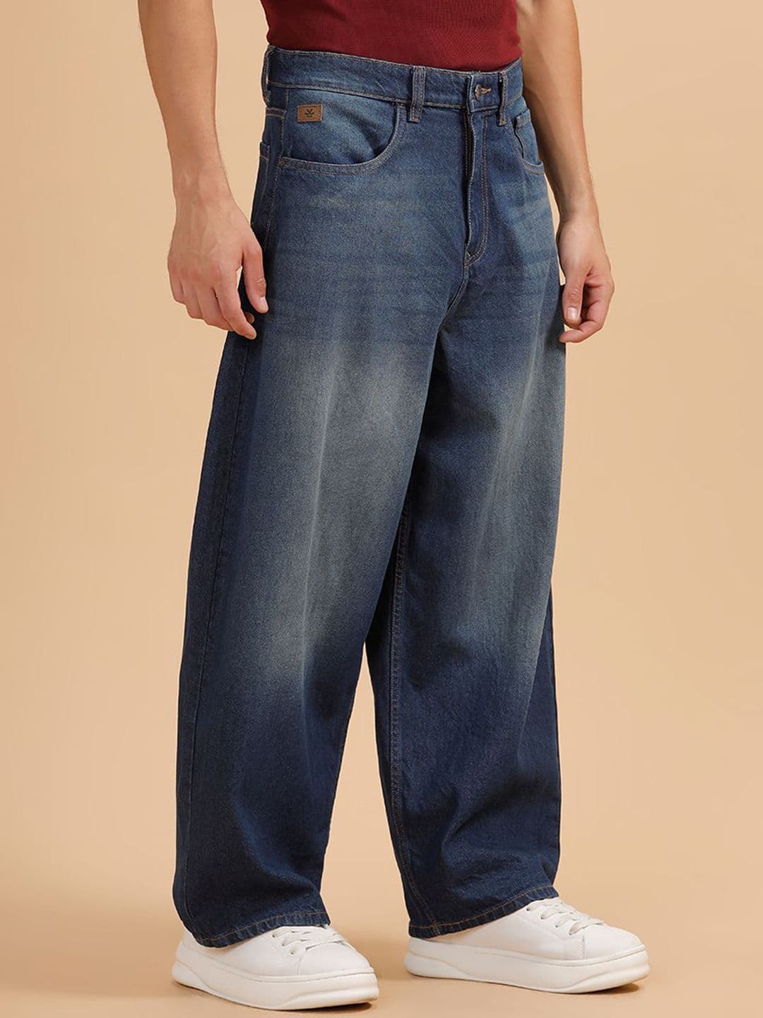 WROGN Men Comfort Mid-Rise Low Distress Light Fade Pure Cotton Jeans - view 1