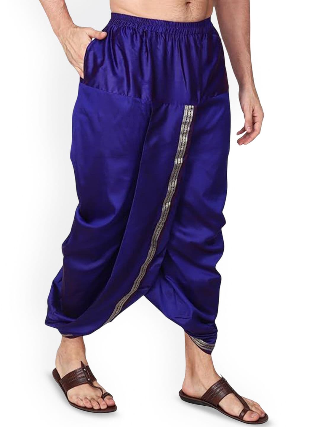 RAMESHWARAM FABRICS Men Art Silk Pre-Stitched Dhoti with Pocket - view 1