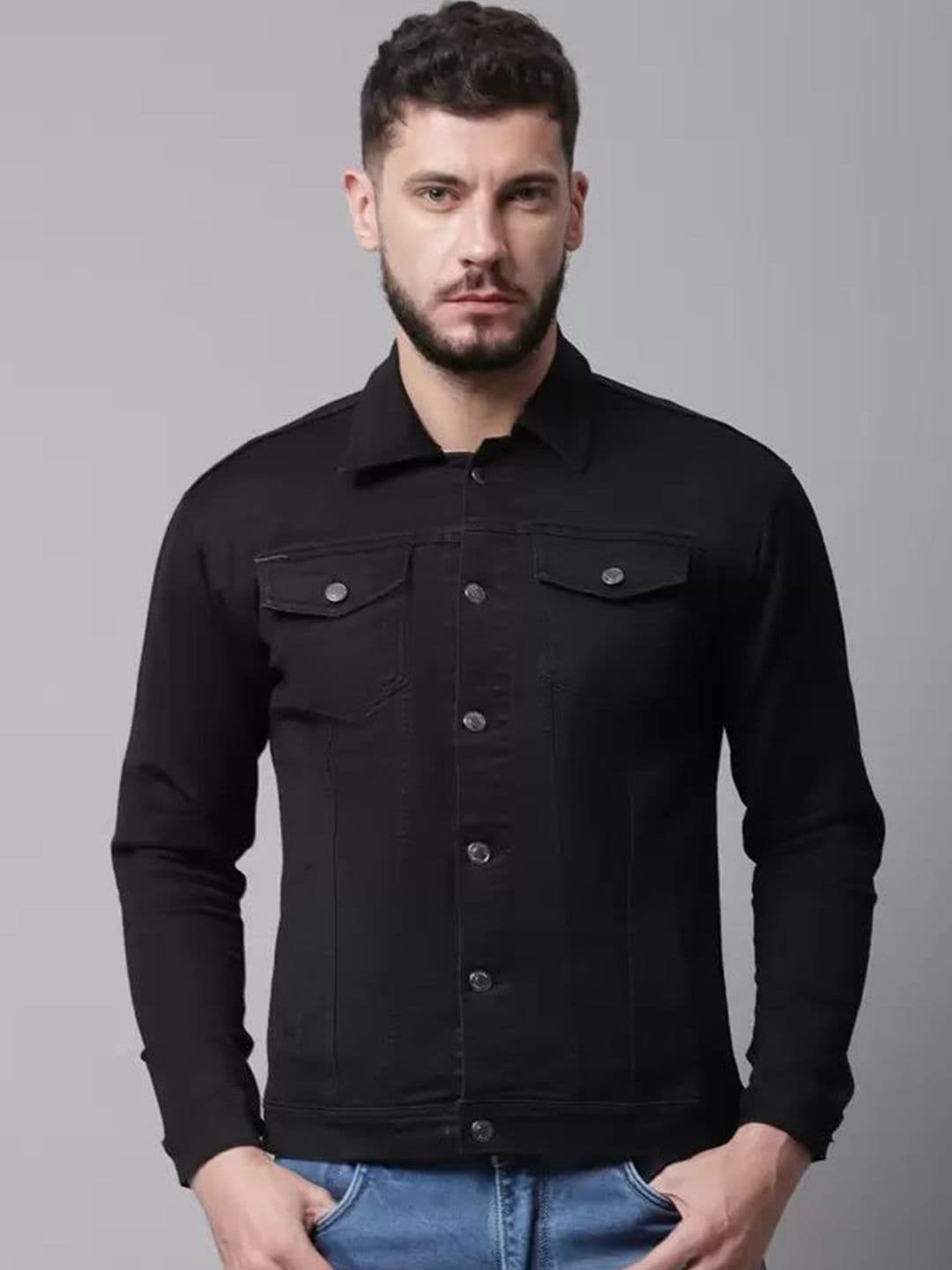 SZN Spread Collar Long Sleeves Denim Jacket - view 1