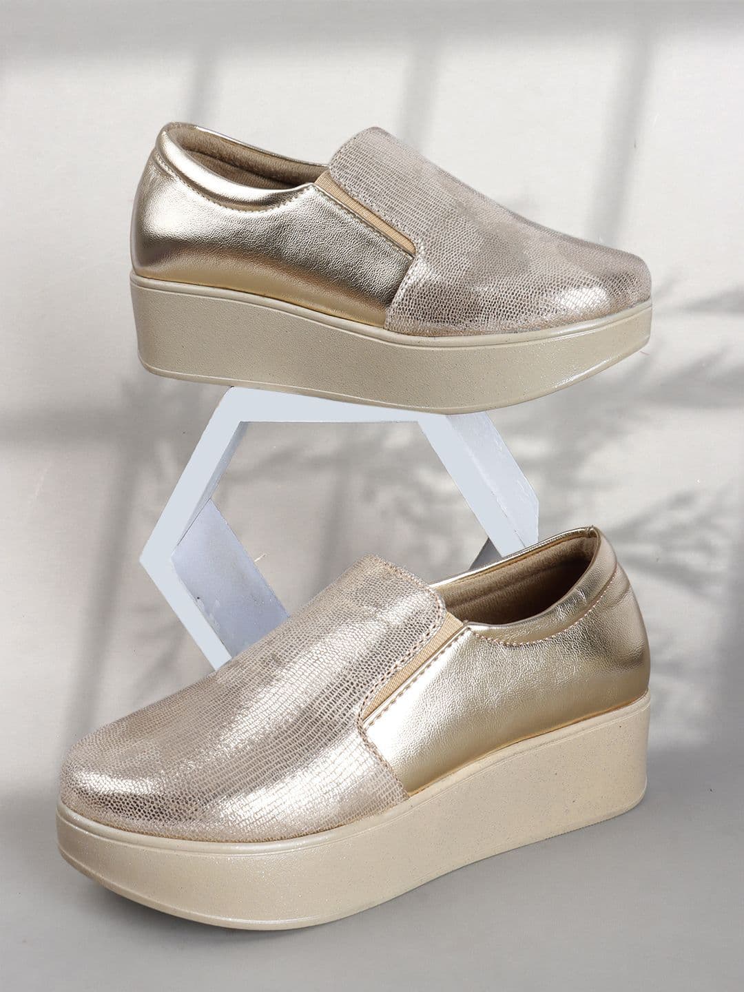 THE WHITE POLE Women Fashionable Trending Fancy Platform Loafers - view 1