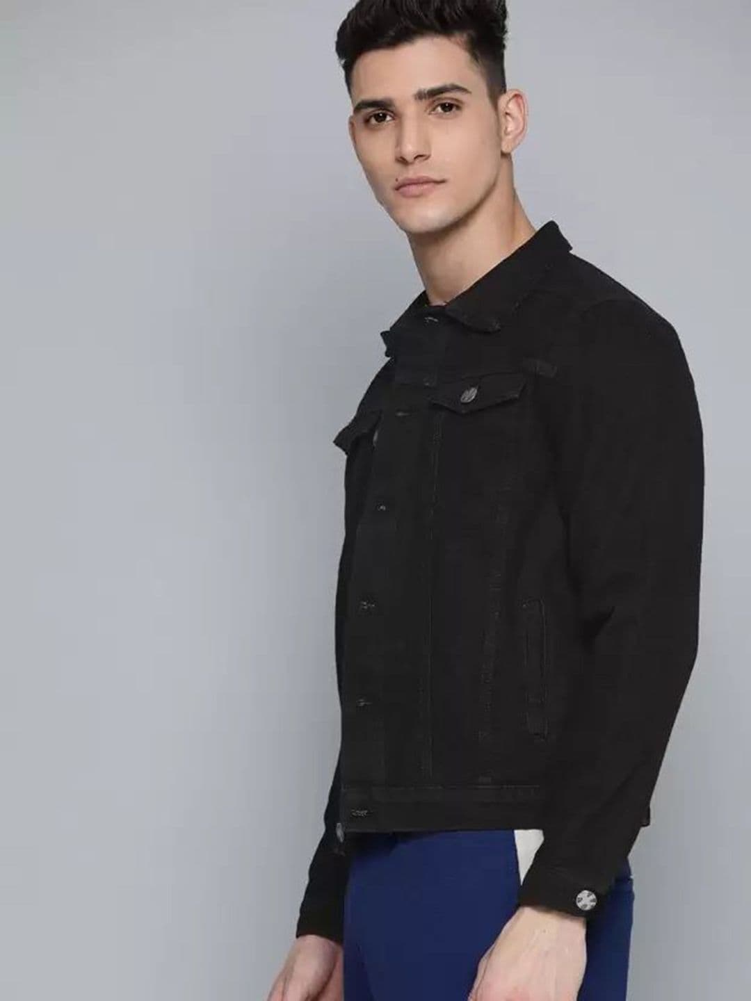 SZN Men Spread Collar Denim Jacket - view 1