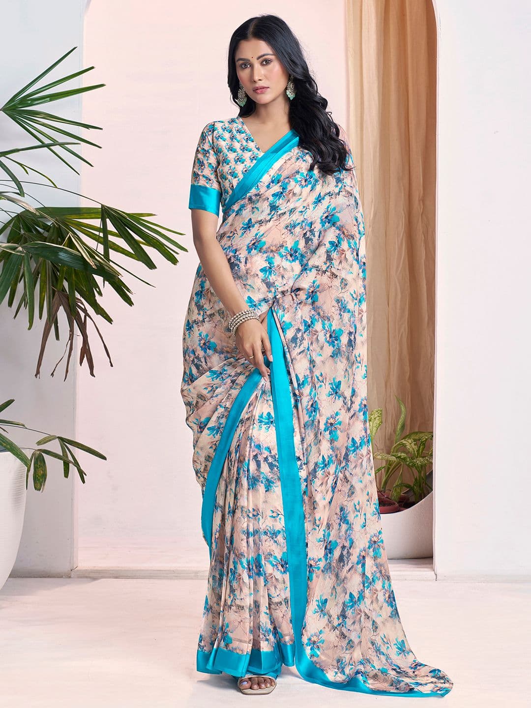Mitera Floral Pure Georgette Ready to Wear Saree - view 1