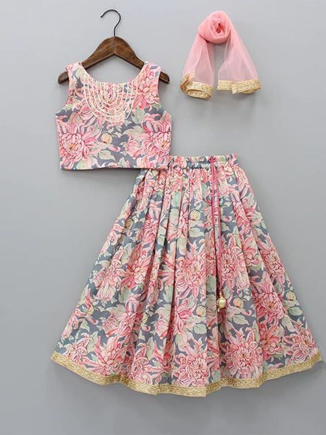 BAESD Girls Floral Printed Ready To Wear Lehenga With Blouse & Dupatta - view 1