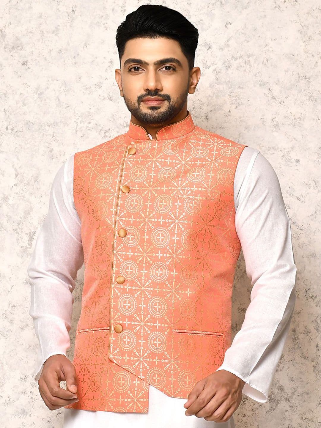 RANAK Digital Printed Art Silk Nehru Jacket - view 1