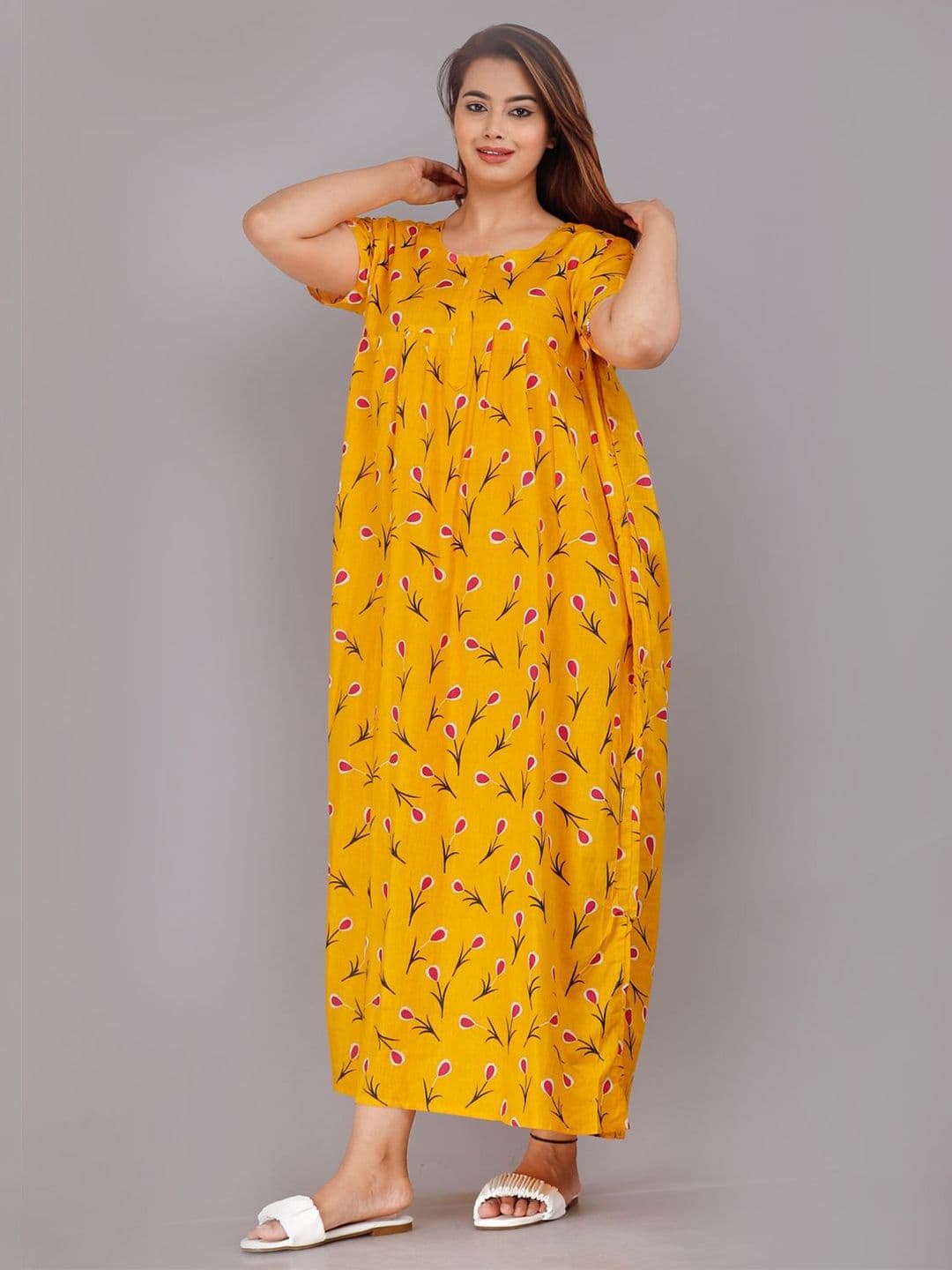 AAKARSHANA CREATION Women Printed Pure Cotton Maxi Nightdress - view 1