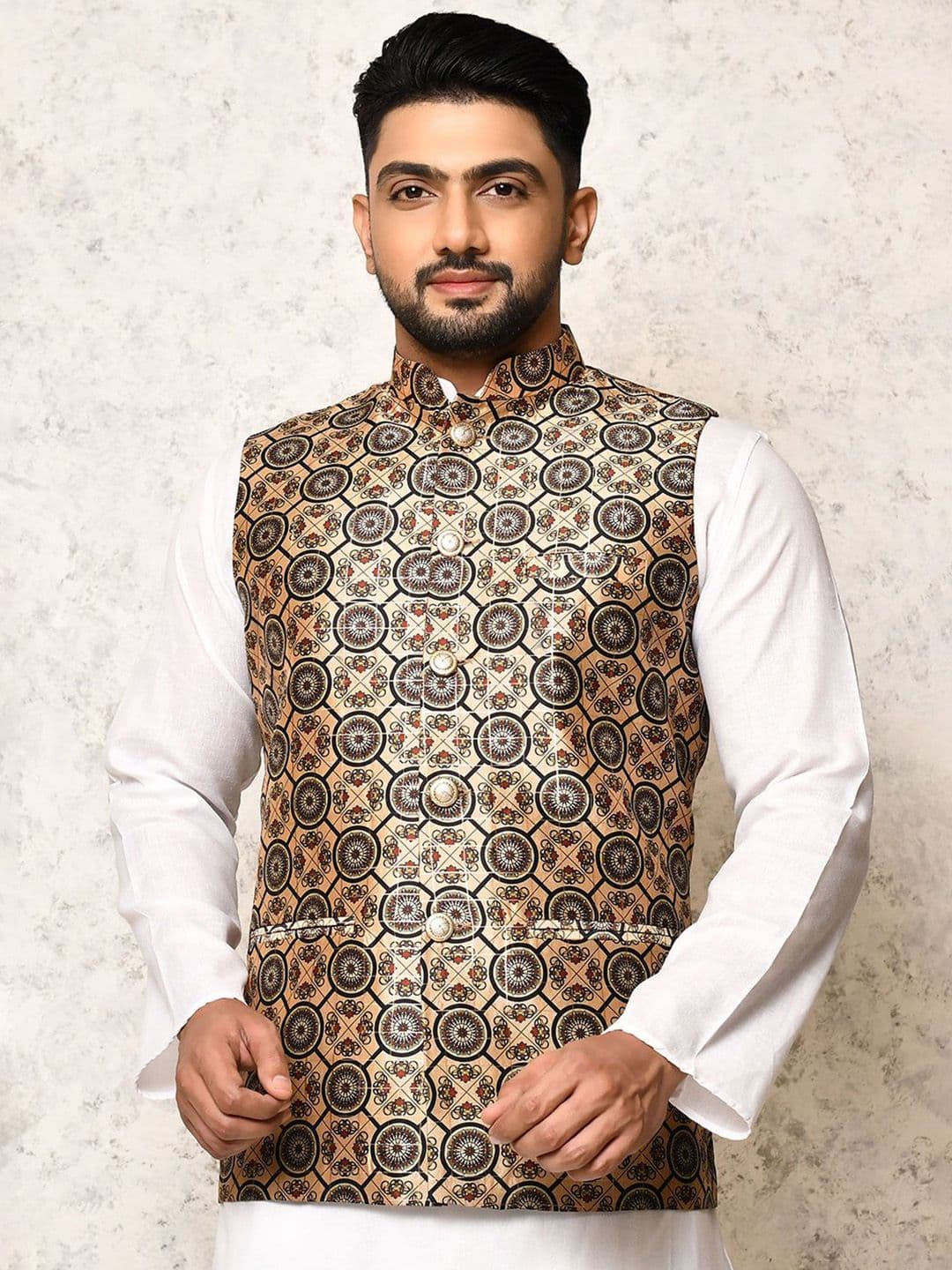 RANAK Digital Printed Woven Nehru Jacket - view 1