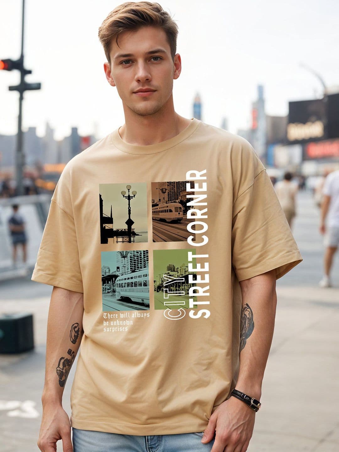 SMARTEES Men Varsity Printed Oversized Cotton T-shirt - view 1