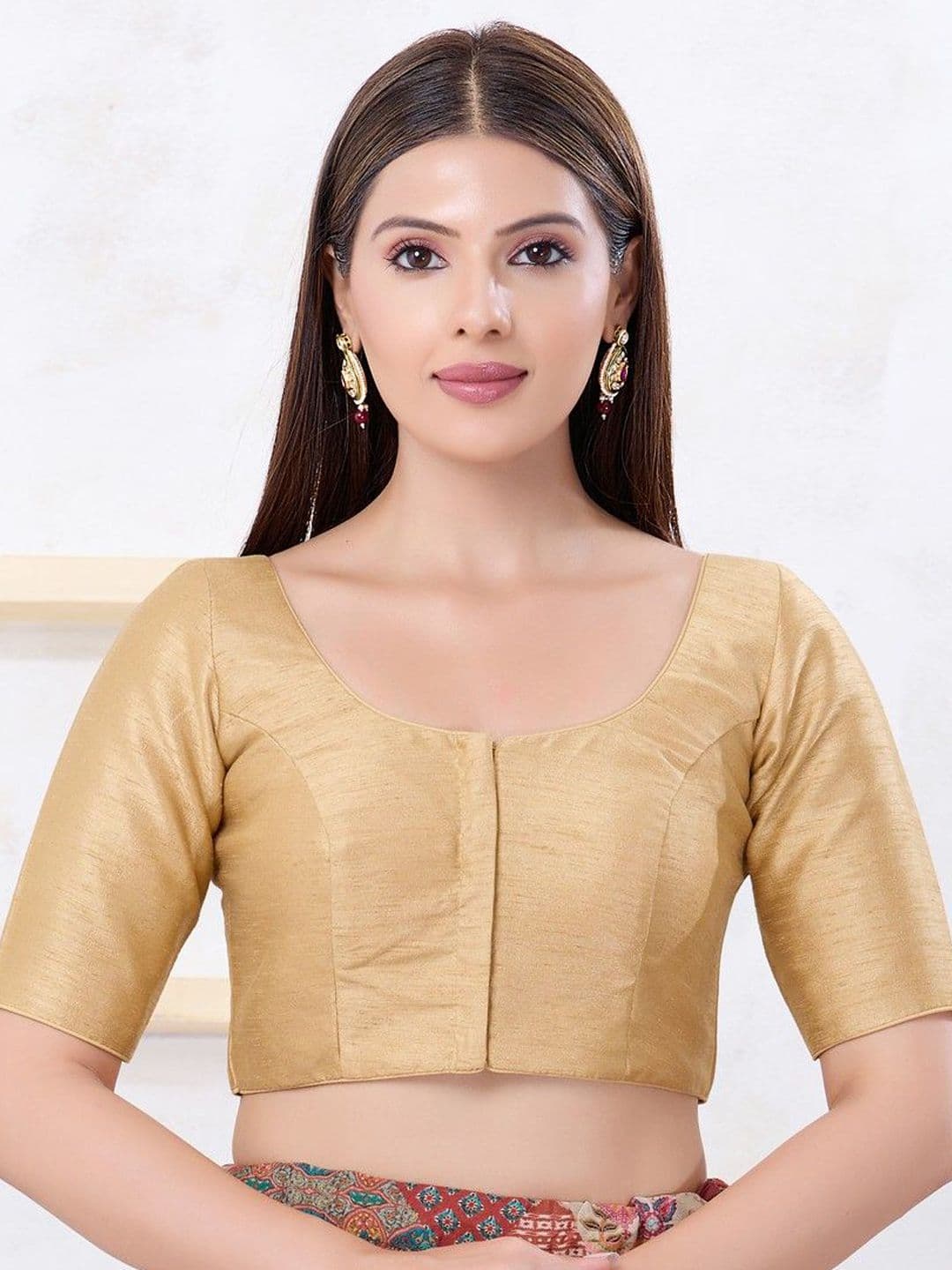 VAMAS - THE DESIGNER BLOUSES Silk Round Neck Padded Readymade Saree Blouse - view 1