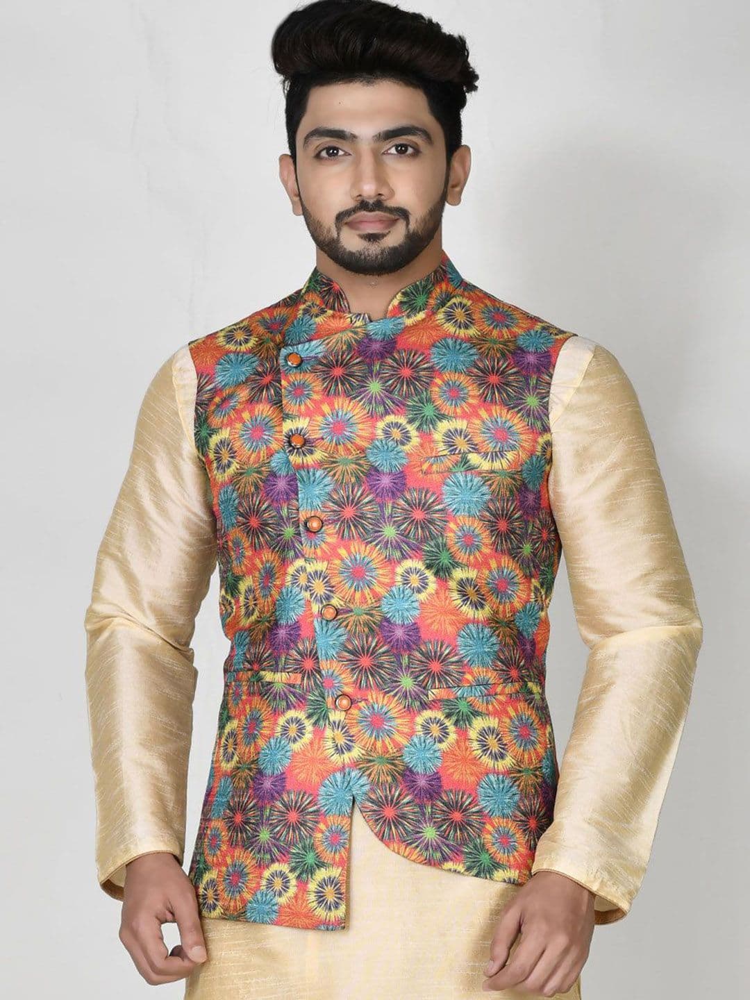 RANAK Digital Printed Woven Nehru Jacket - view 1