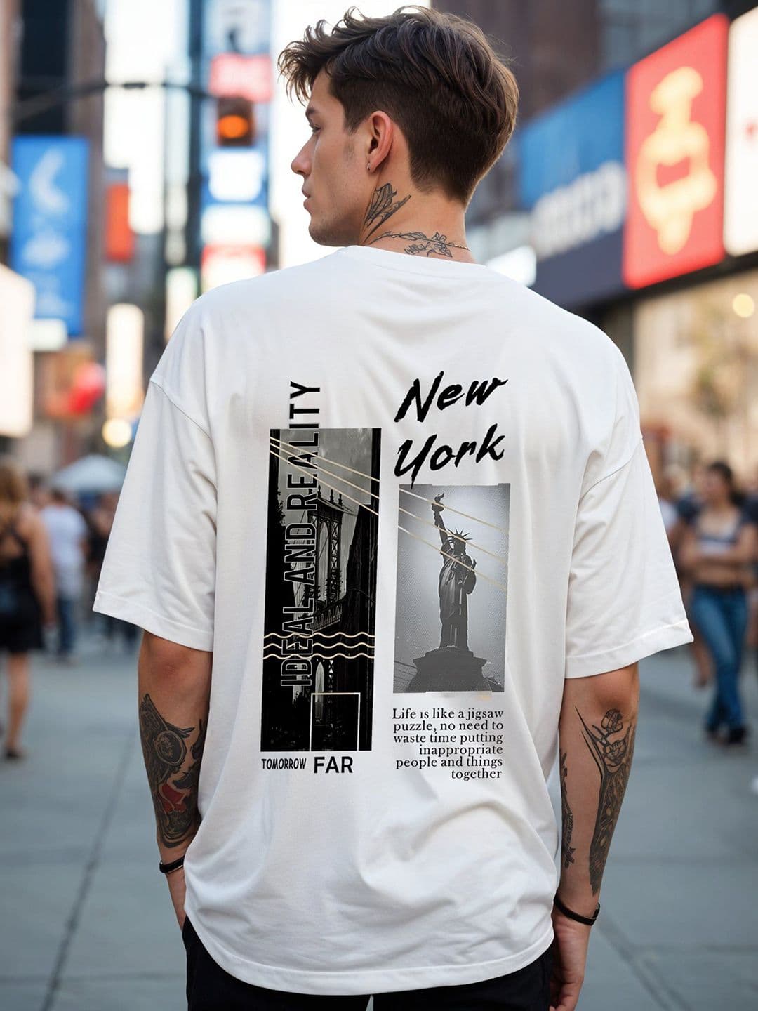 SMARTEES Men Graphic Printed Round Neck Cotton Oversized T-shirt - view 1