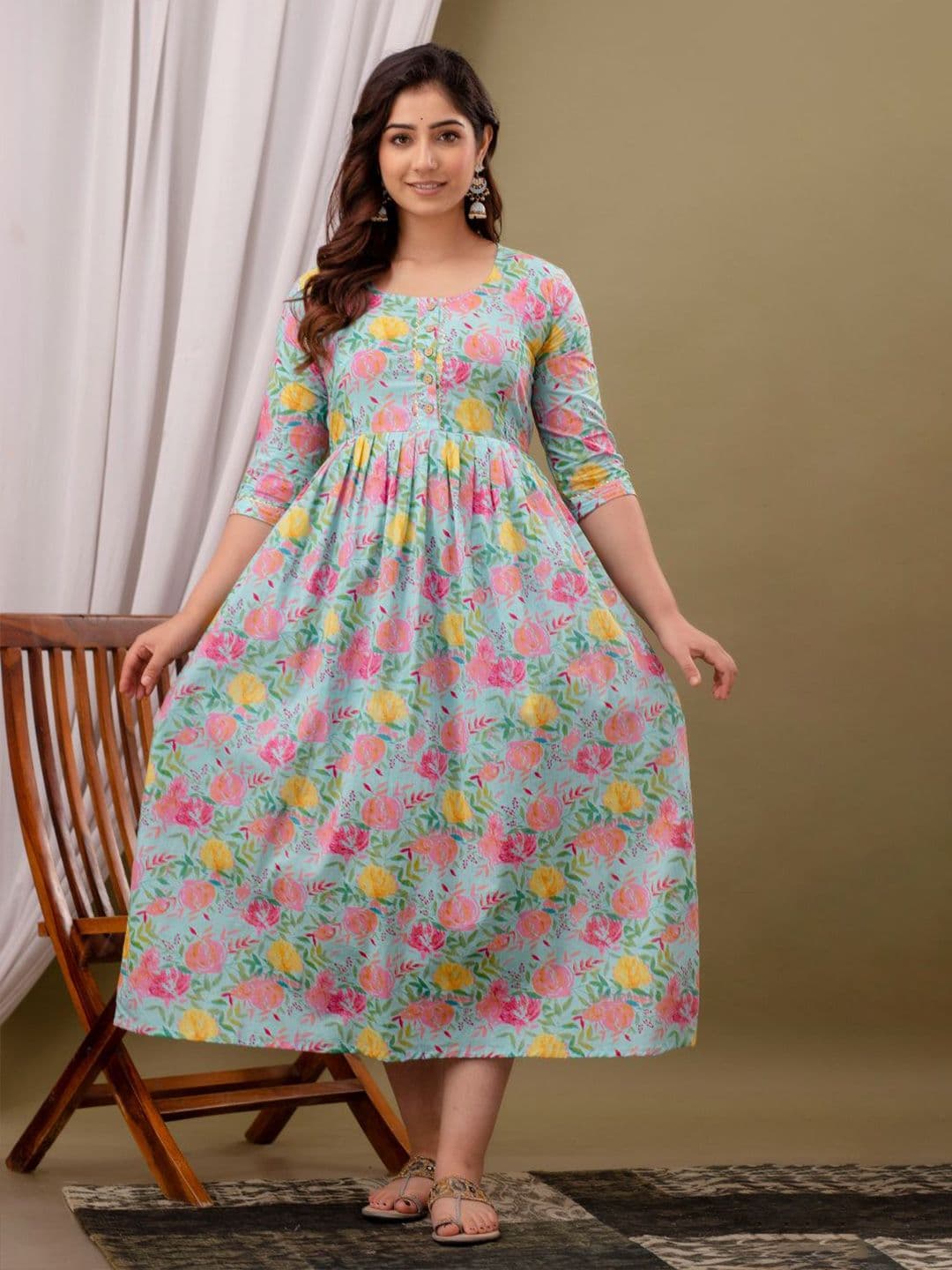 Moda Rapido Women Floral Printed Maternity Cotton Anarkali Kurtas - view 1