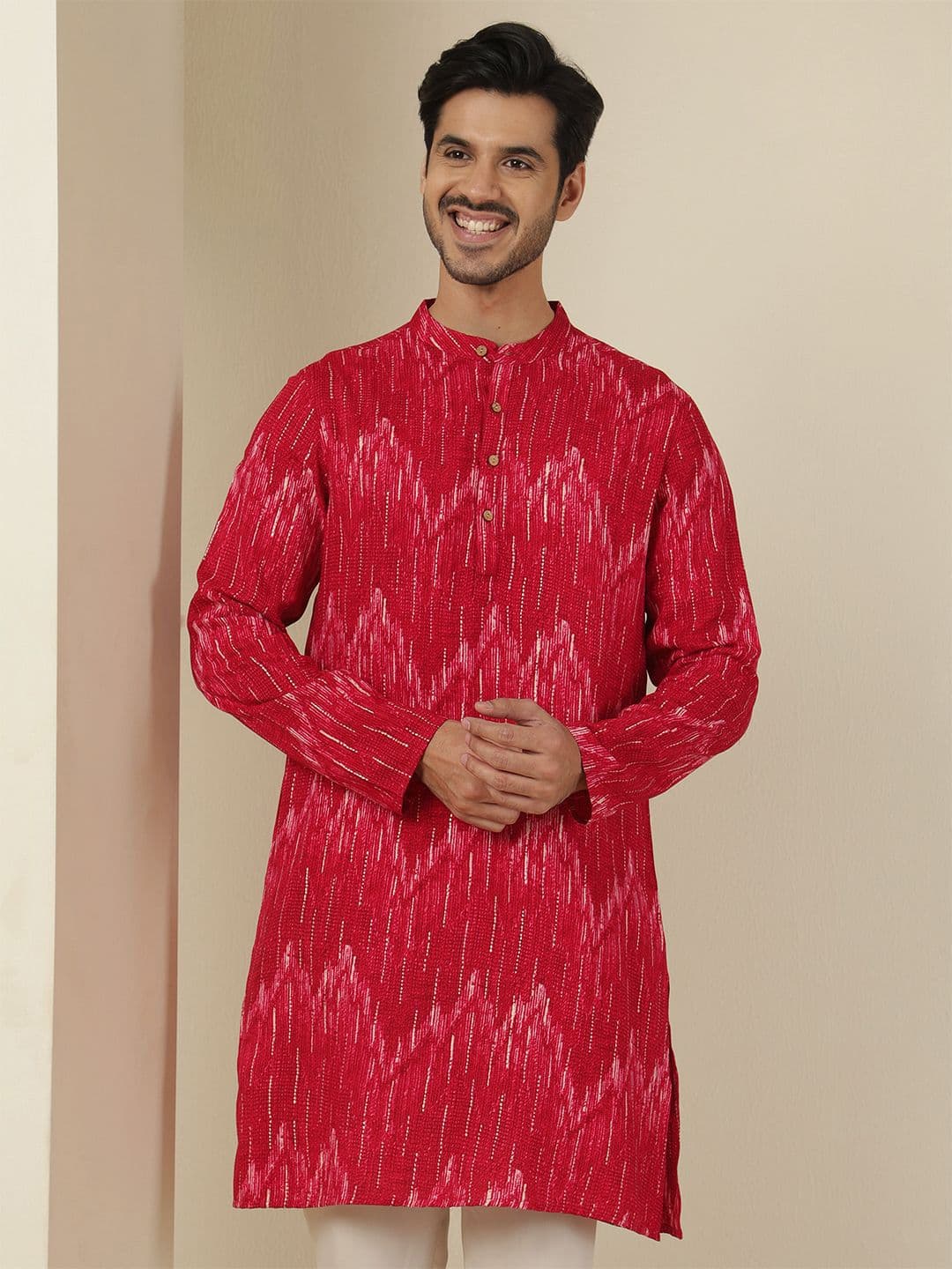 Anouk Men Chevron Striped Festive Straight Kurtas - view 1