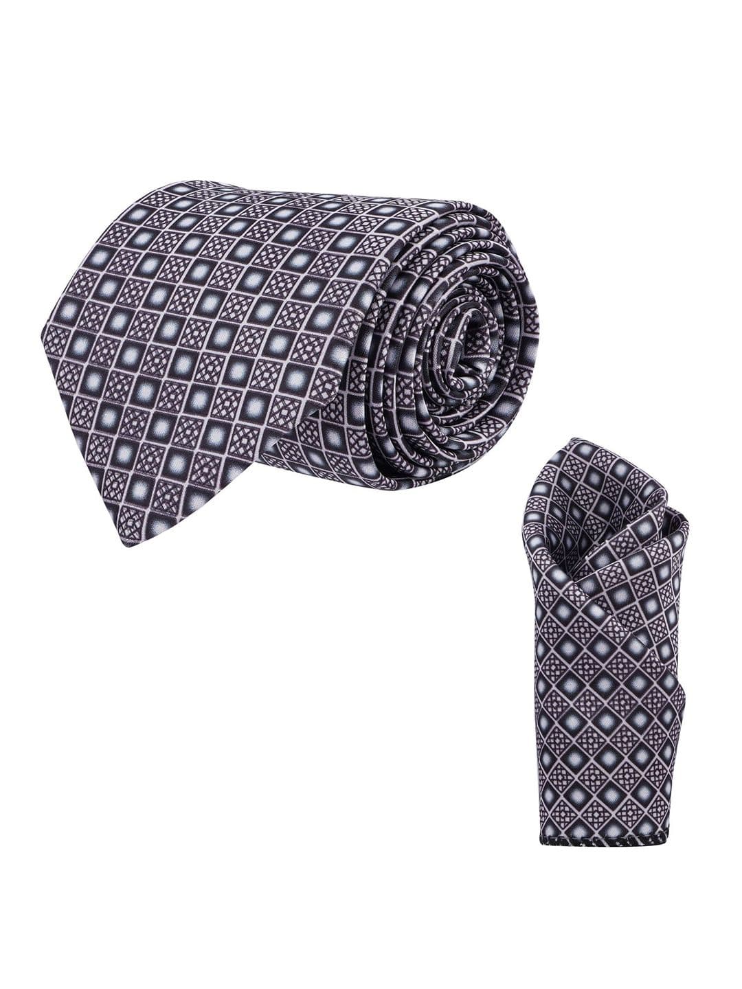 CALIXTO Men Printed Satin Ascot Tie with Matching Pocket Square Elegant Necktie Set - view 1
