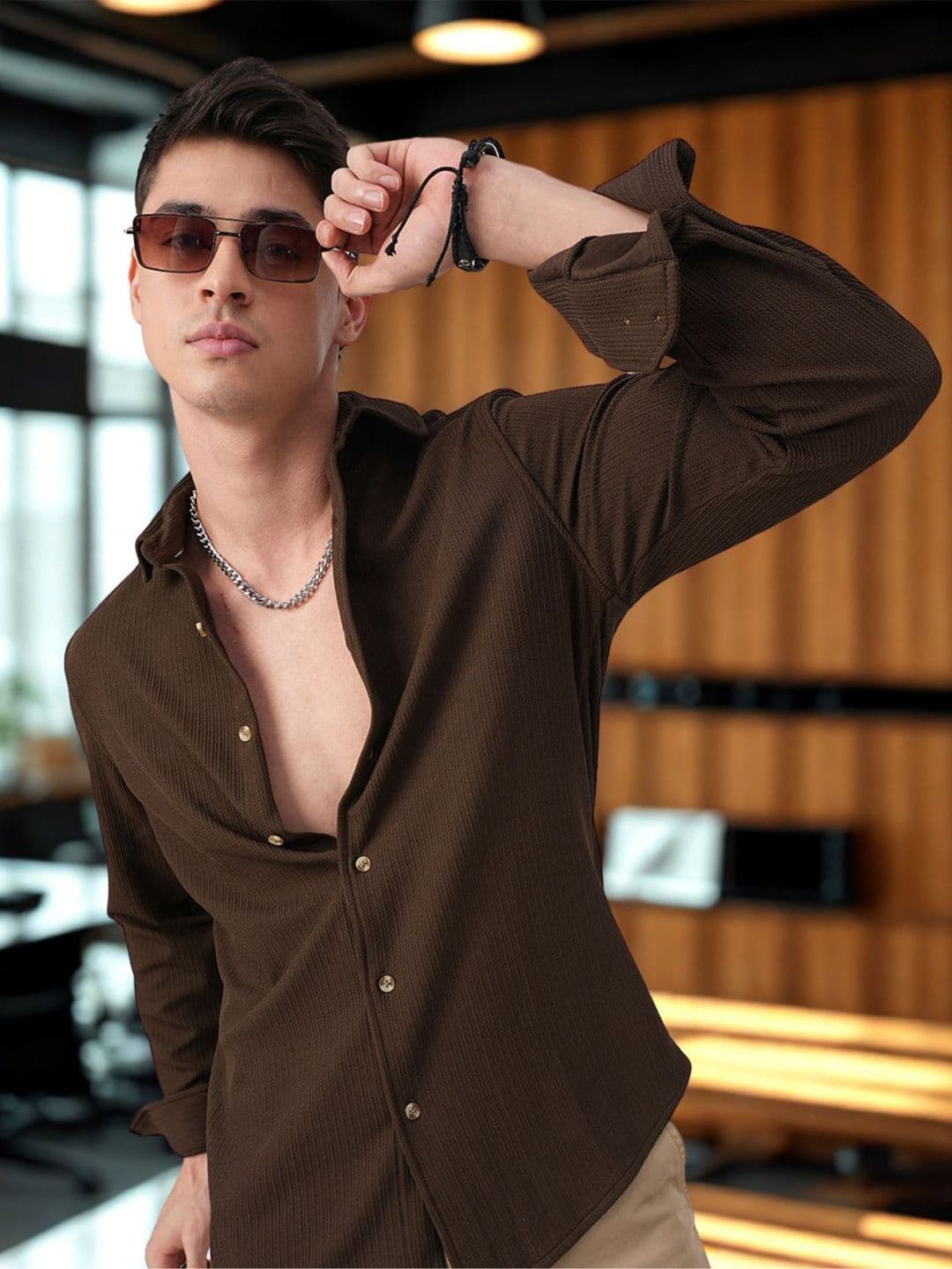 INDICLUB Spread Collar Long Sleeves Shirt - view 1