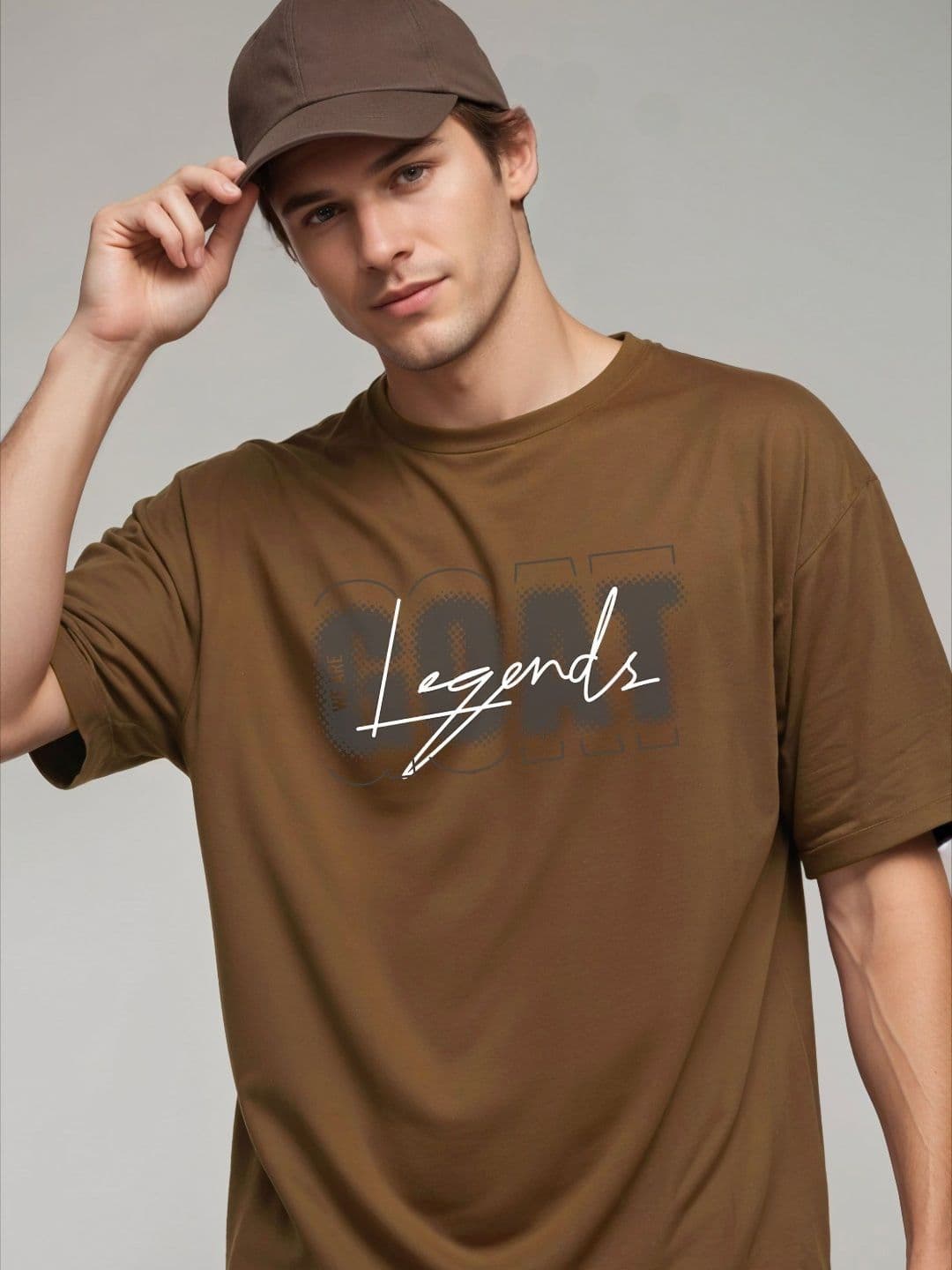 SMARTEES Oversized Typography Printed Drop-Shoulder Cotton T-Shirt - view 1